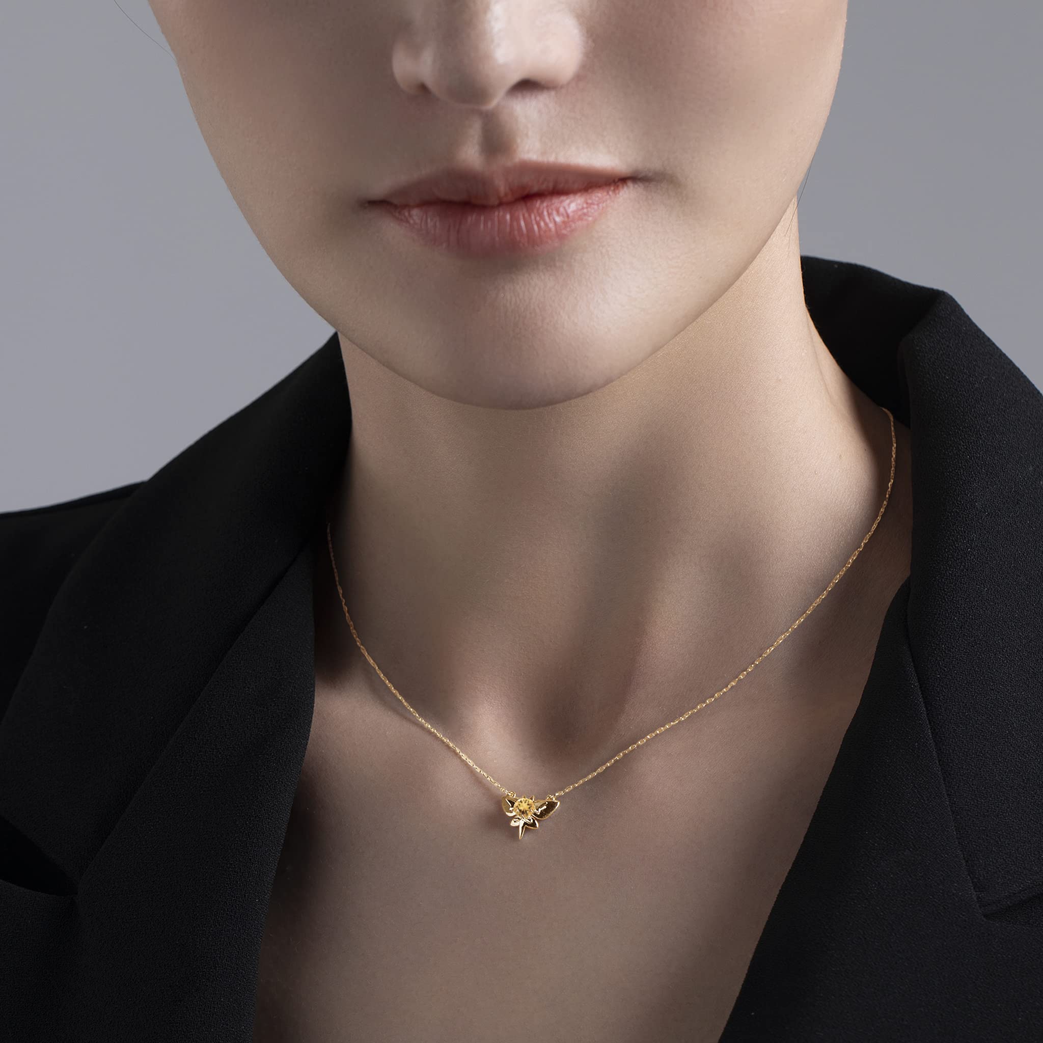 Elegant Butterfly Citrine Necklace - Dainty Layering Gold Pendant - November Birthstone Jewelry - Minimalist Yellow Sapphire Charm for Women - Perfect for Layering, Everyday Wear & Special Occasions