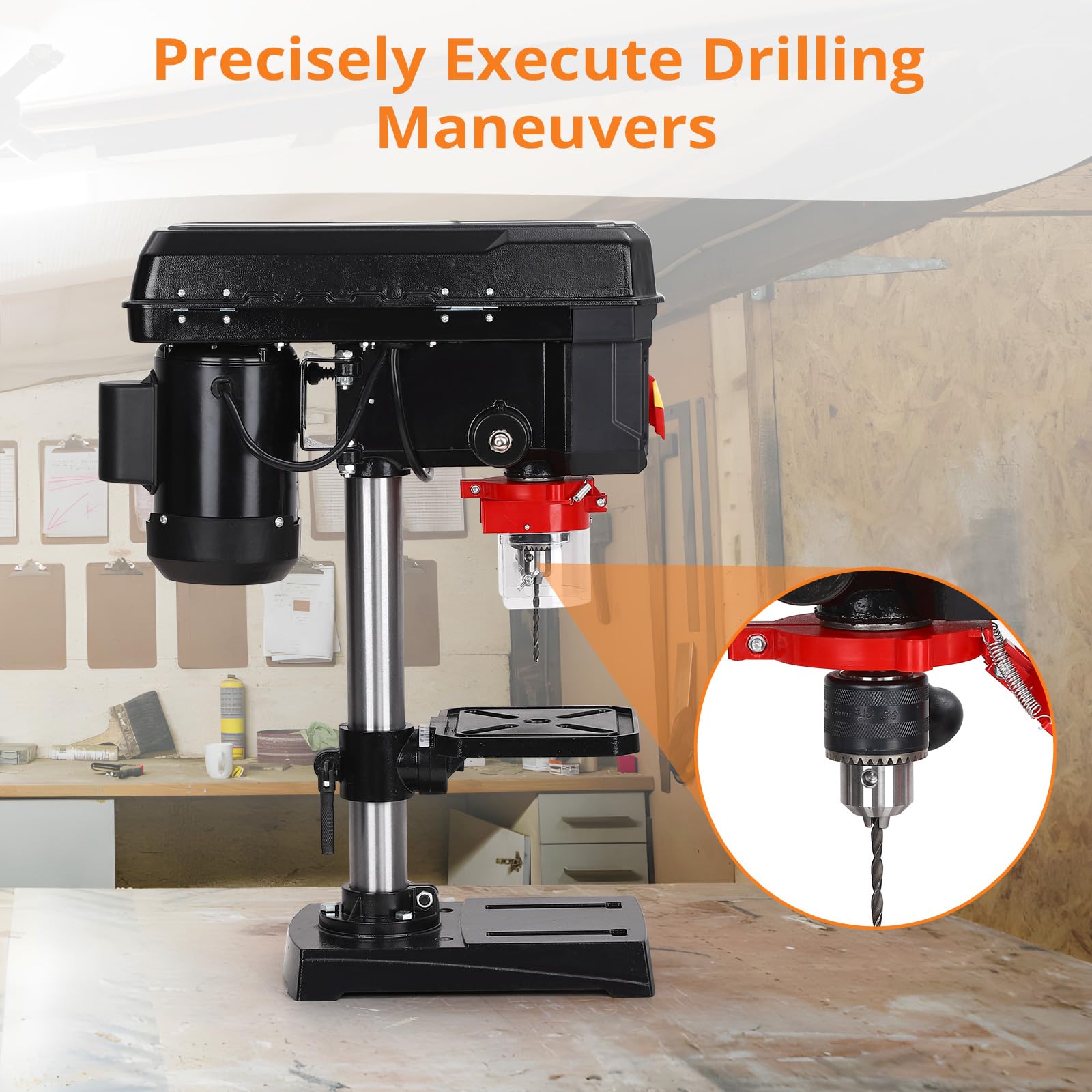 8 Inch Benchtop Drill Press - 2.5Amp 5-Speed Adjustable Drill Machine with 0-45° Tilting Table | Perfect for Woodworking, Metal Drilling & DIY Projects