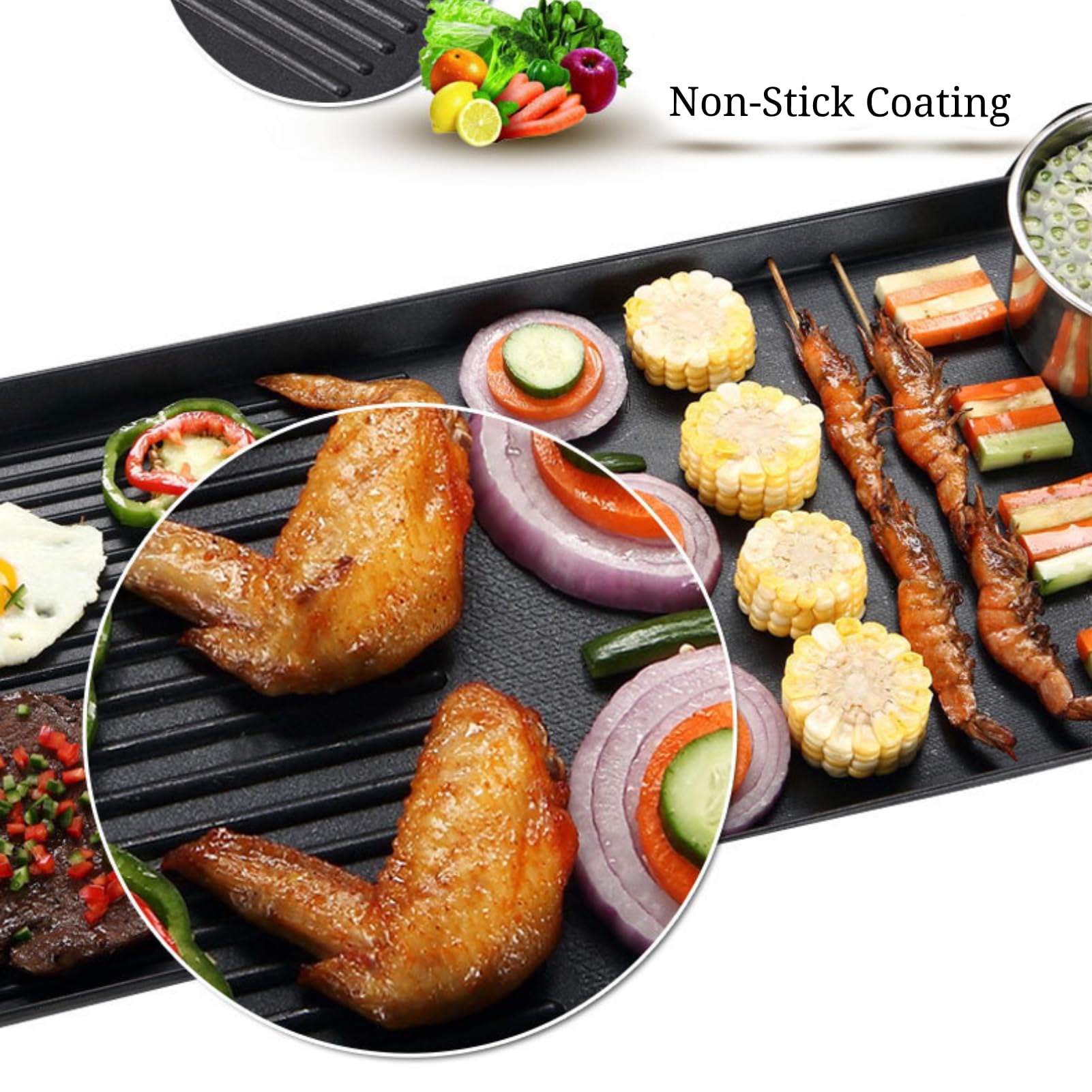 Non-Stick Indoor Electric Grill - Multifunctional Stovetop Griddle for BBQ, Hotpot & Cooking | Original Flavor Retention | Perfect for Apartments, Dorms & Small Kitchens (US)