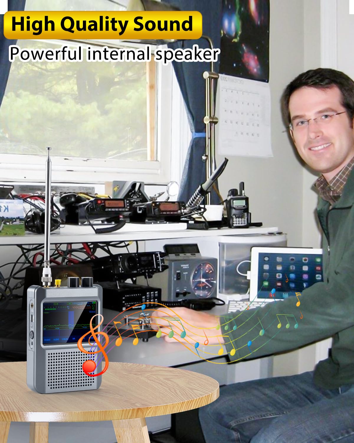 Malachite DSP2 SDR Radio Receiver - Latest Version 2.4, Full Band Coverage 10 kHz-2 GHz (AM/SSB/DSB/CW/NFM/WFM), Built-in 5000mAh Battery & Amplifier - Ideal for Ham Radio, Shortwave Listening, and Emergency Communication
