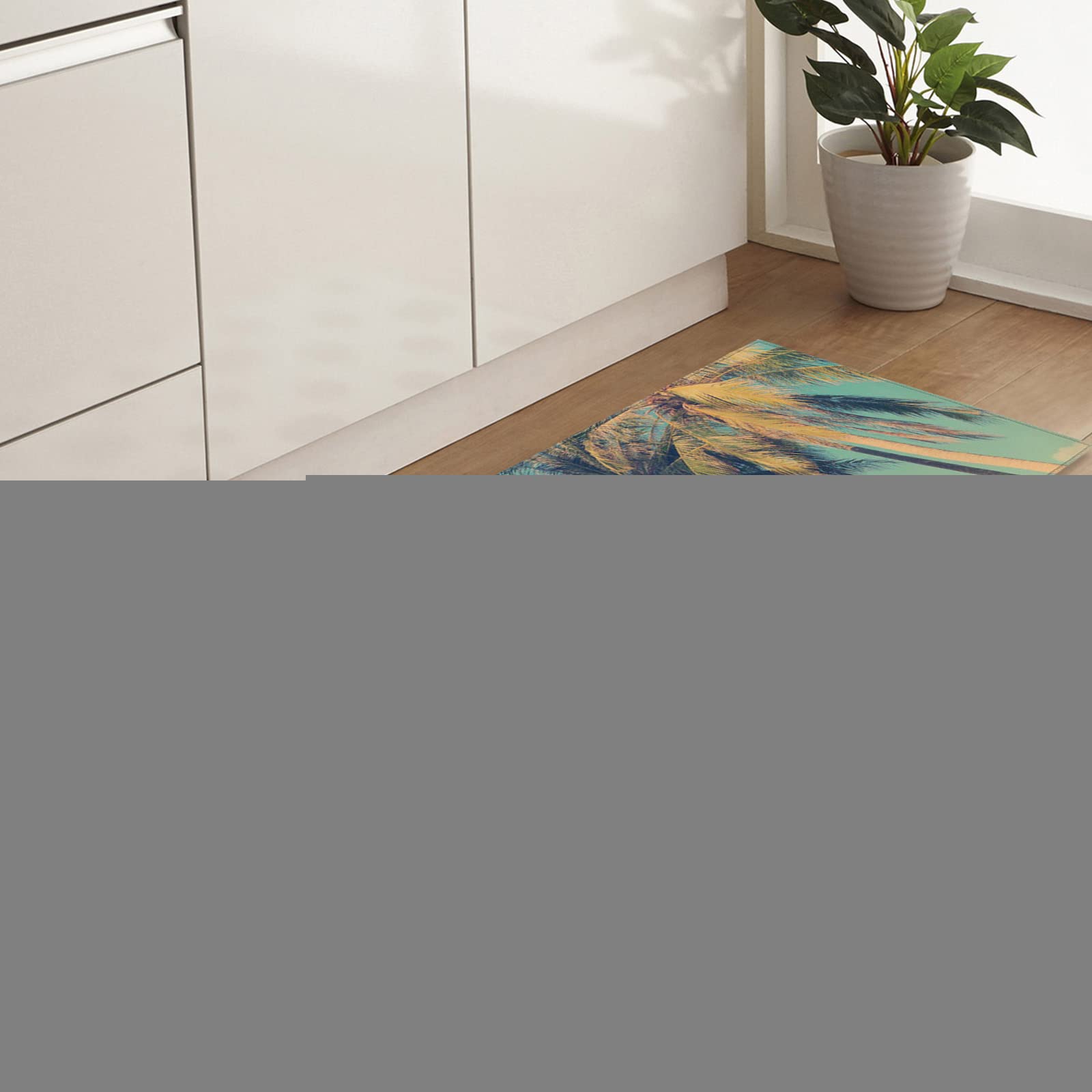 Anti-Fatigue Kitchen Mat - Non-Slip Standing Desk & Floor Mat for Home, Office, Sink - Tropical Palm Design 18