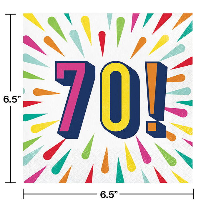 70th Birthday Party Burst Design Luncheon Napkins - 16 Count Pack - Perfect for Birthday Celebrations, Anniversaries, and Special Events