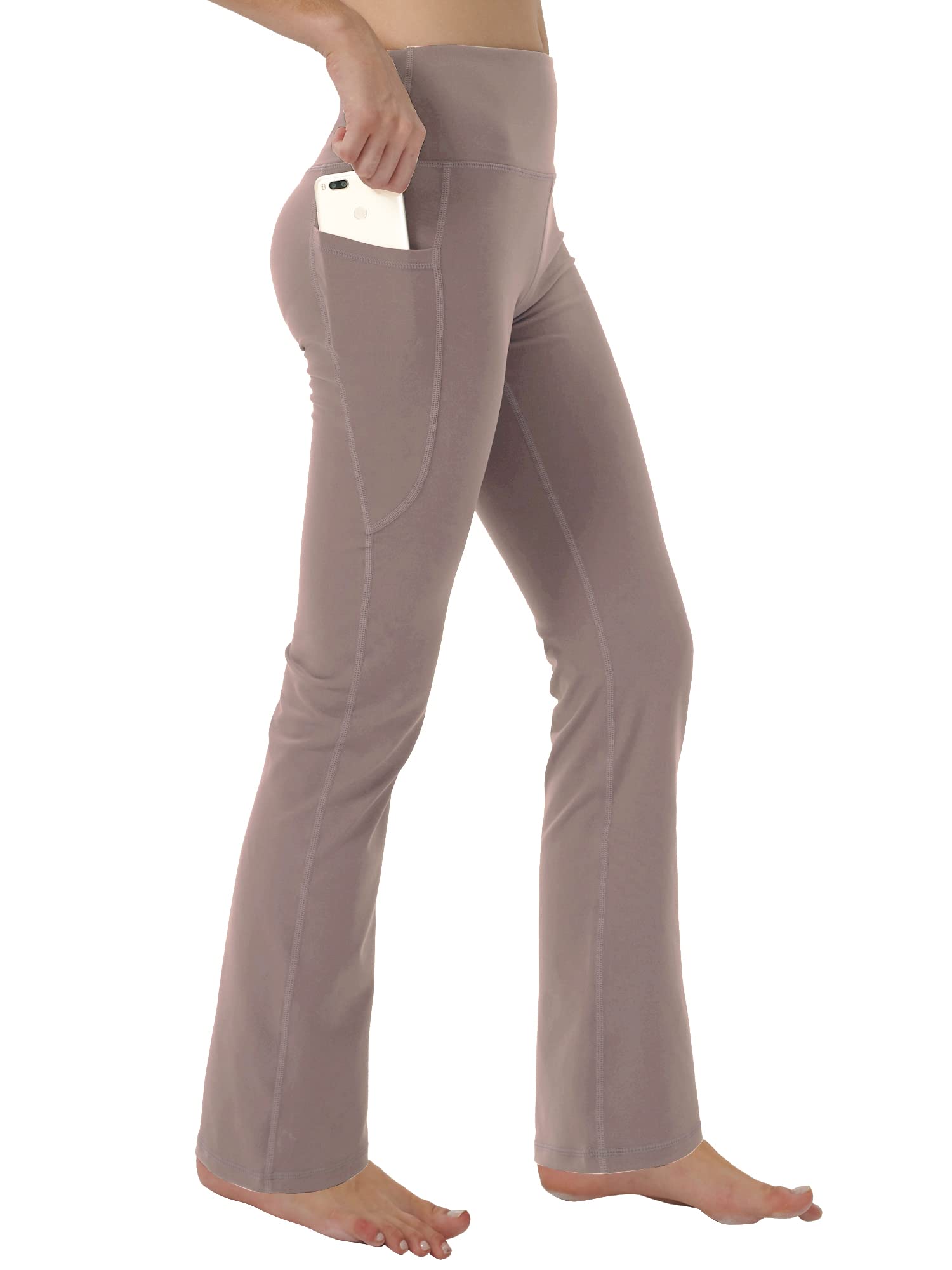 Women's Bootcut Yoga Pants with Hidden Pockets - High Waisted Tummy Control Running Leggings for Workout & Lounge Wear - Perfect for Yoga, Gym, and Casual Outfits