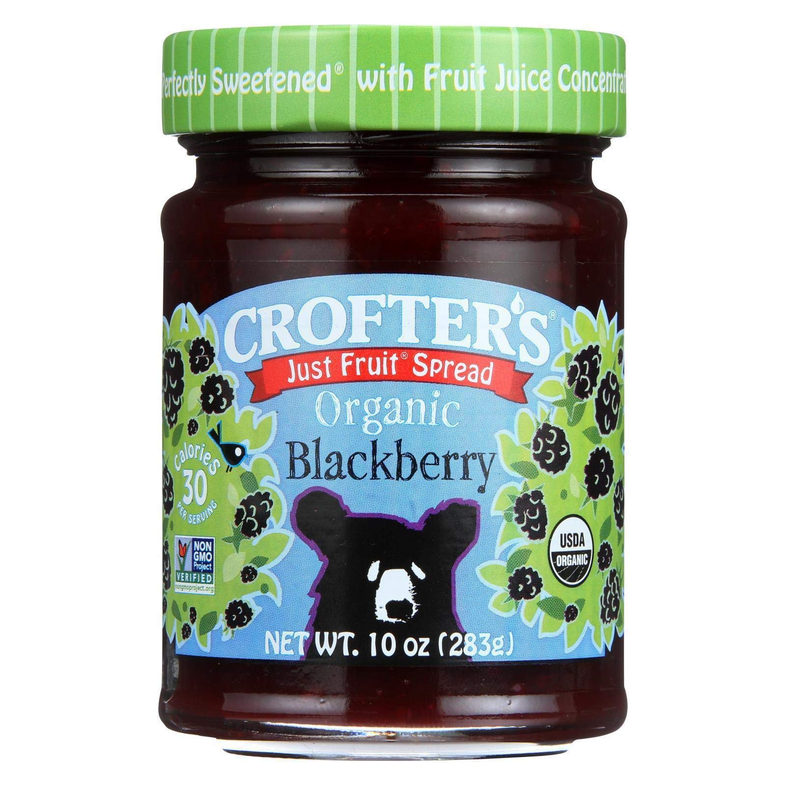 Crofters Organic Blackberry Just Fruit Spread - 4 Pack (10 oz Each) | All-Natural Jam for Toast, Yogurt & Baking | Gluten-Free & Vegan Fruit Preserves