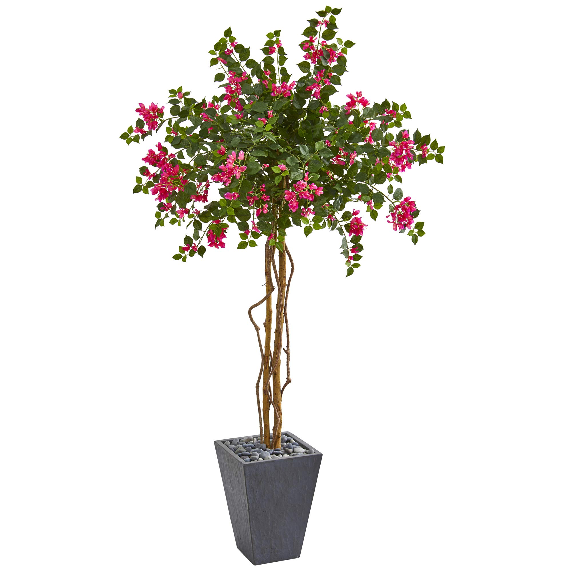 Nearly Natural 6.5-Foot Bougainvillea Artificial Silk Tree in Pink - Realistic Decorative Planter for Home, Office, or Wedding Decor