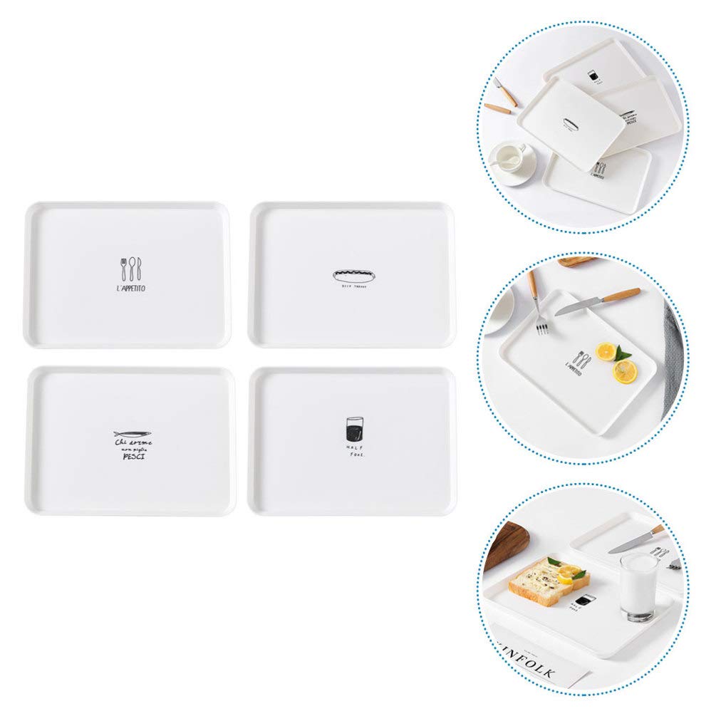 4-Piece Cabilock Plastic Dessert Plates Set - White PP Mini Cake Plates, Salad & Snack Serving Trays for Party, Candy, Cupcakes & Fruit - Perfect for Birthday, Wedding & Holiday Gatherings