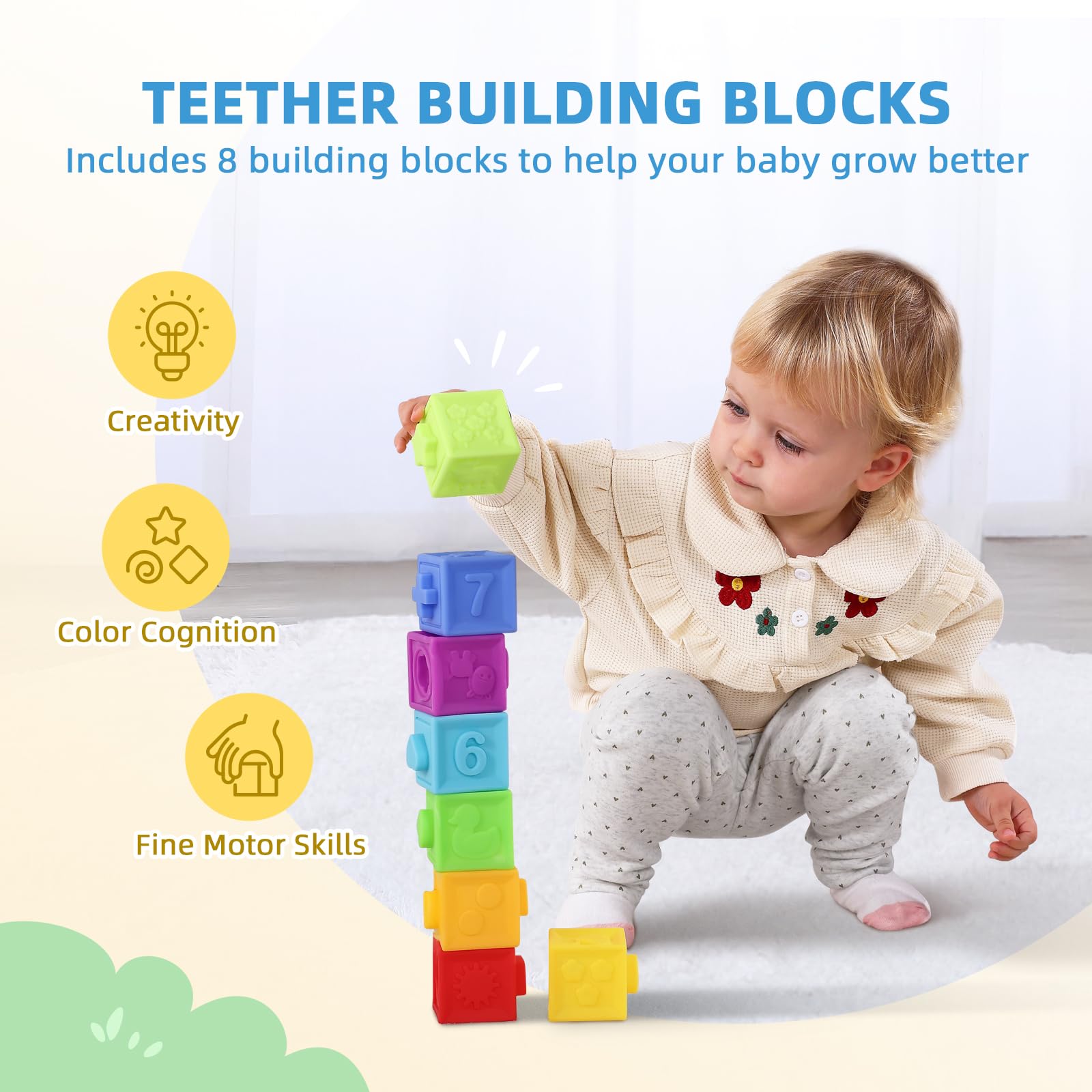 **Montessori Baby Toys for 6-12 Months – 7-in-1 Educational Learning Set for Toddlers (Soft Building Blocks, Object Permanence Box, Rattle, Texture Cards, Wooden Egg & Book) – Perfect for Early Development & Sensory Play**