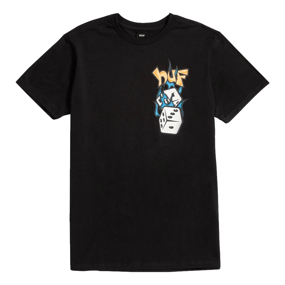HUF Dicey Short Sleeve T-Shirt for Men - Black Cotton Casual Tee for Streetwear, Skateboarding & Everyday Outfits