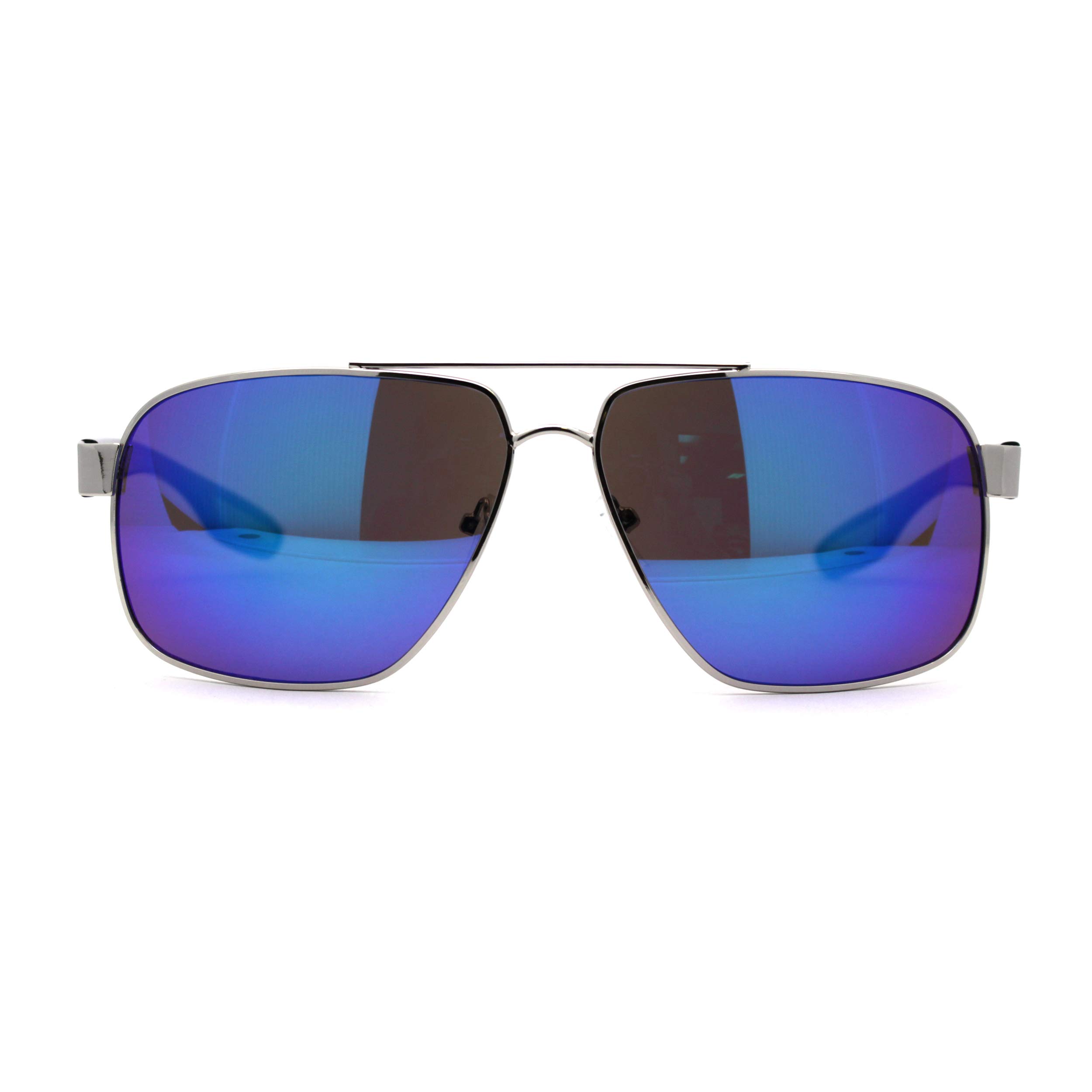 Men's Rectangle Mirrored Lens Officer Racer Sunglasses - UV Protection Polarized Aviator Style for Driving, Cycling & Outdoor Activities