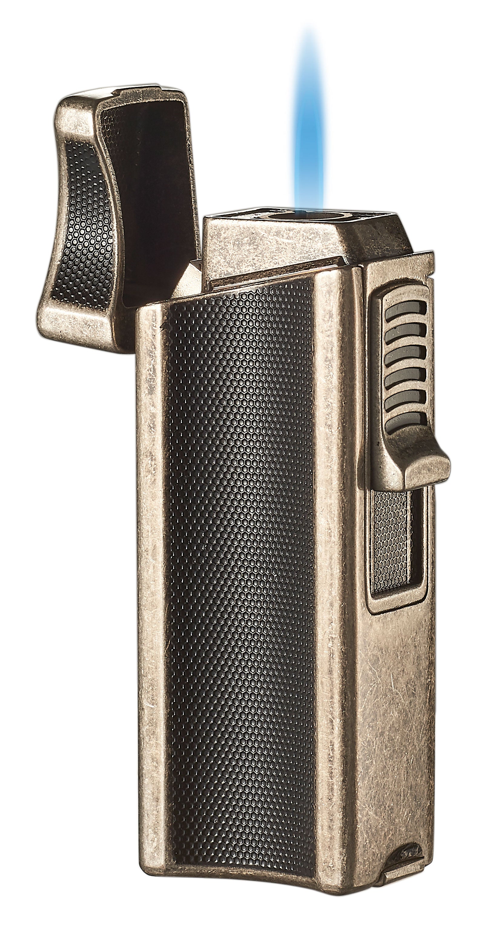 Visol Ridge Antique Single Flame Torch Lighter with Cigar Rest - Windproof Butane Lighter for Cigars, Cigarettes & Outdoor Use - Perfect for Smoking, Camping & BBQ Accessories