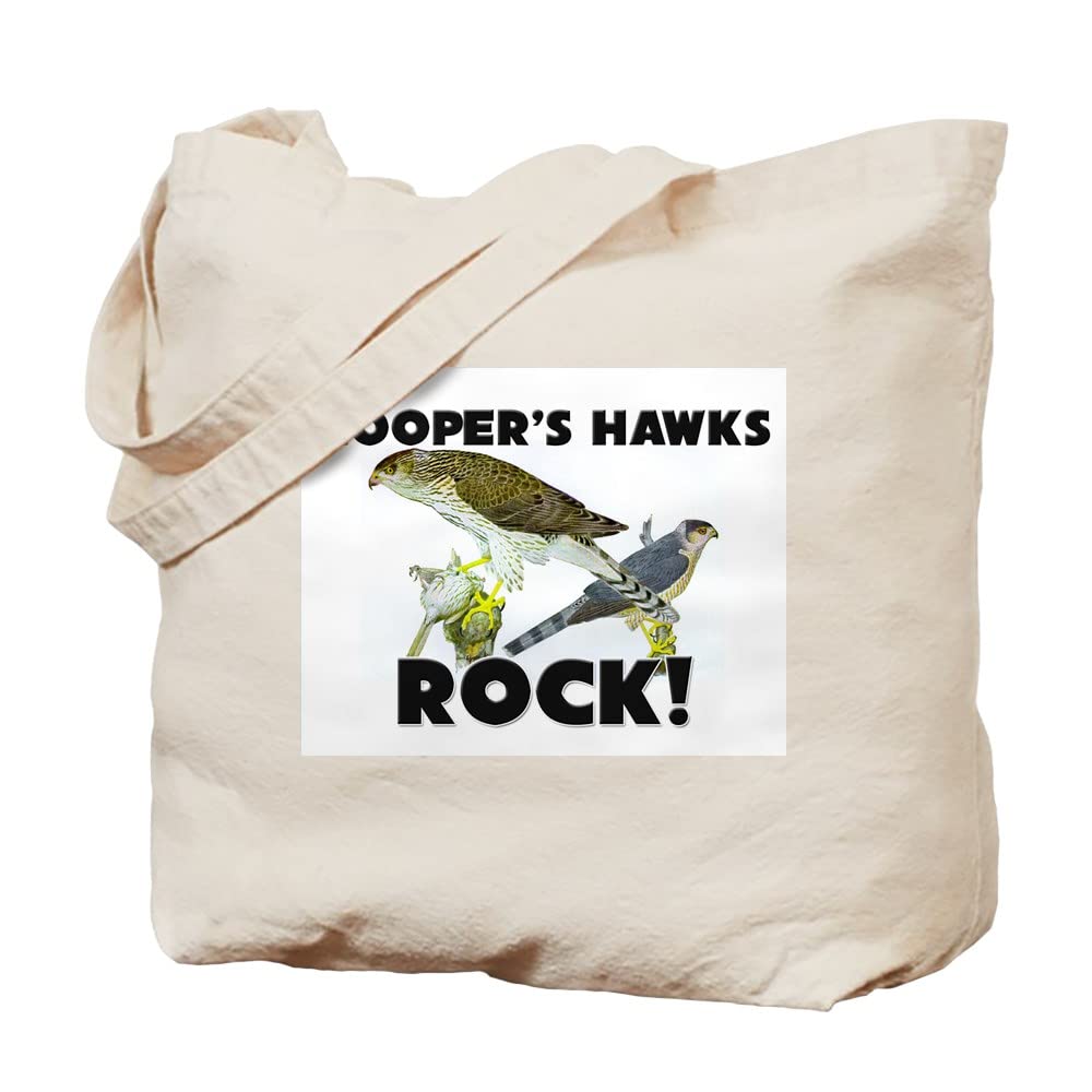 Cooper's Hawks Rock! Natural Canvas Tote Bag - Eco-Friendly Reusable Shopping Bag for Groceries, Beach & Daily Use