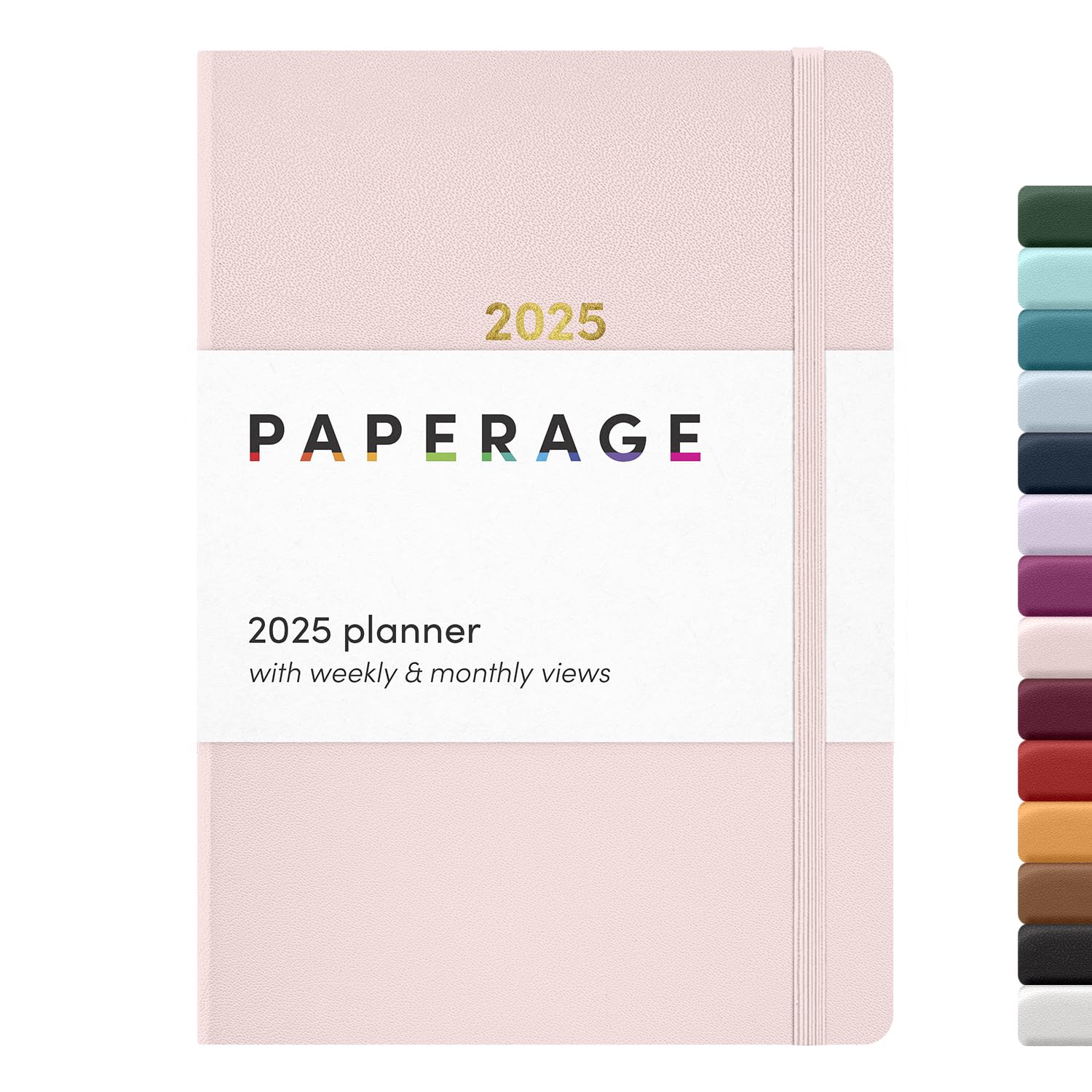 PAPERAGE 2025 Weekly & Monthly Planner Hardcover - Blush Pink 12-Month Agenda (Jan-Dec 2025), 5.7