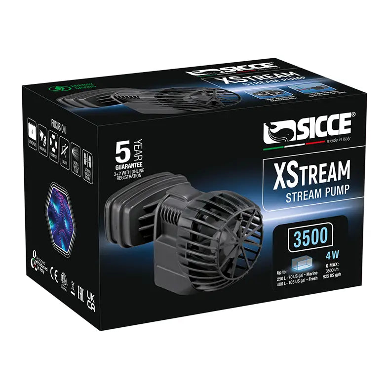 SICCE XStream Wave Pump Powerhead - 3500, 5000, 8000 GPH for Aquariums & Saltwater Tanks | High-Performance Water Circulation for Reef & Marine Life