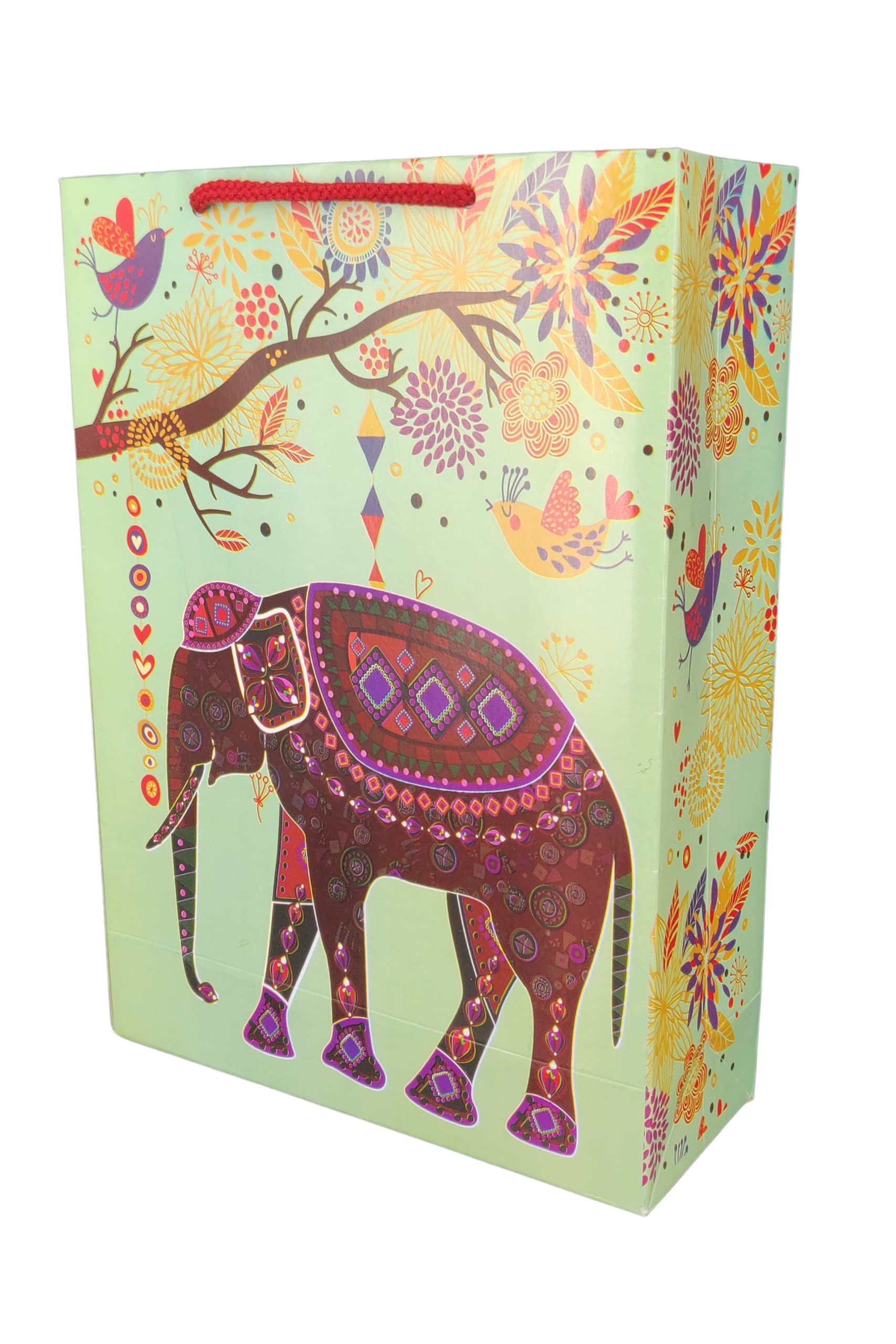 Premium Elephant Design Gift Bags - 10 Pack Colorful Paper Bags for Weddings, Birthdays, Holidays & Party Favors (28x20x7.5cm) - Perfect for Baby Showers, Bridal Gifts & Christmas Presents