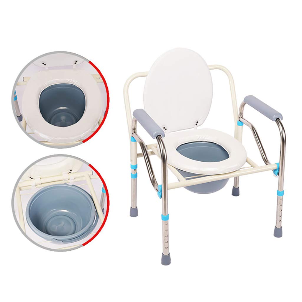Adjustable Height Medical Folding Bedside Commode Chair with Bucket, Lid & Padded Seat - Tool-Free Assembly for Elderly & Disabled - Ideal for Home Care, Post-Surgery Recovery & Mobility Assistance
