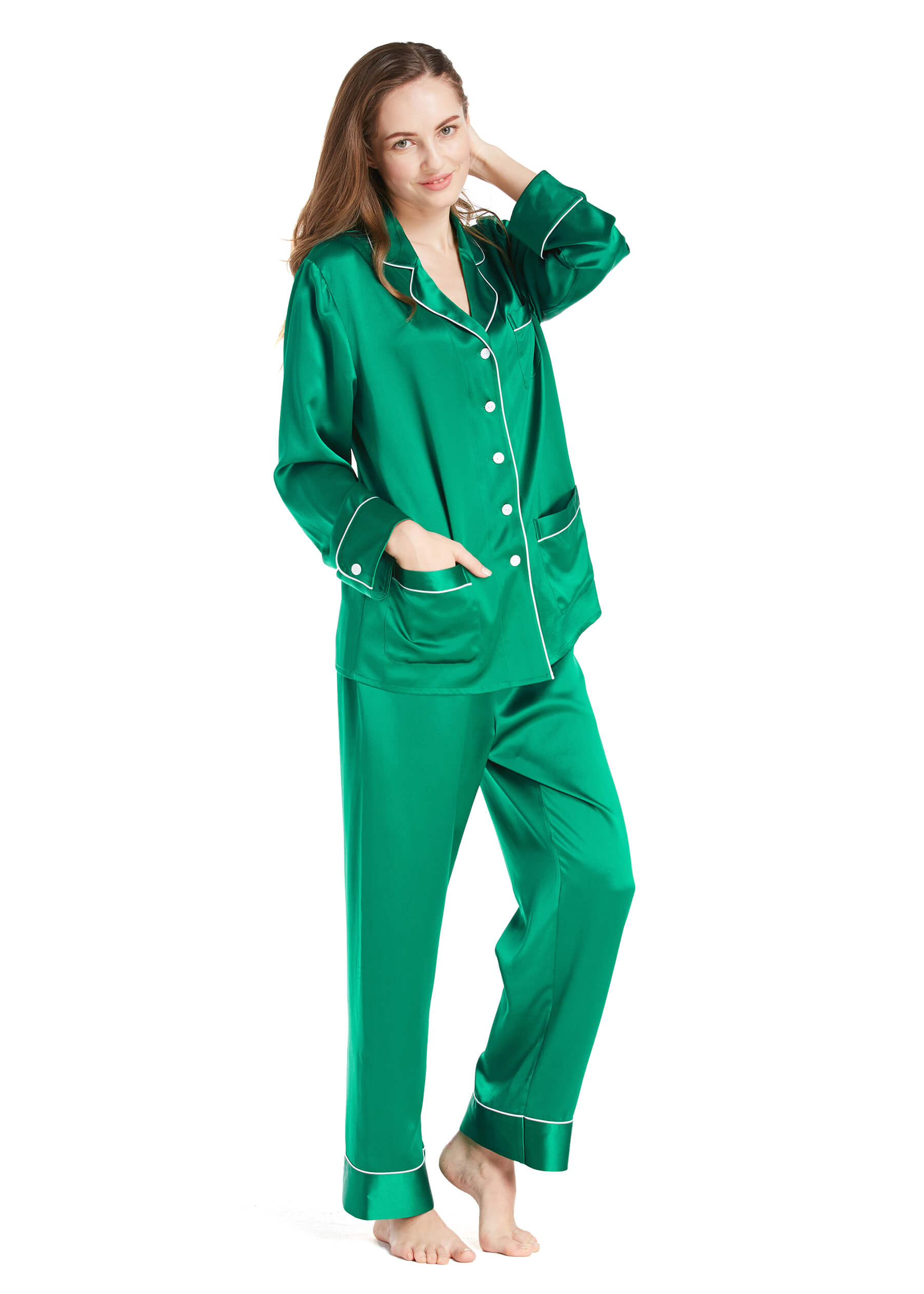 22 Momme Luxury Silk Pajama Set for Women - Soft & Breathable Sleepwear with Chic Trim - Perfect for Nighttime Comfort, Bridal Shower Gifts & Relaxing at Home