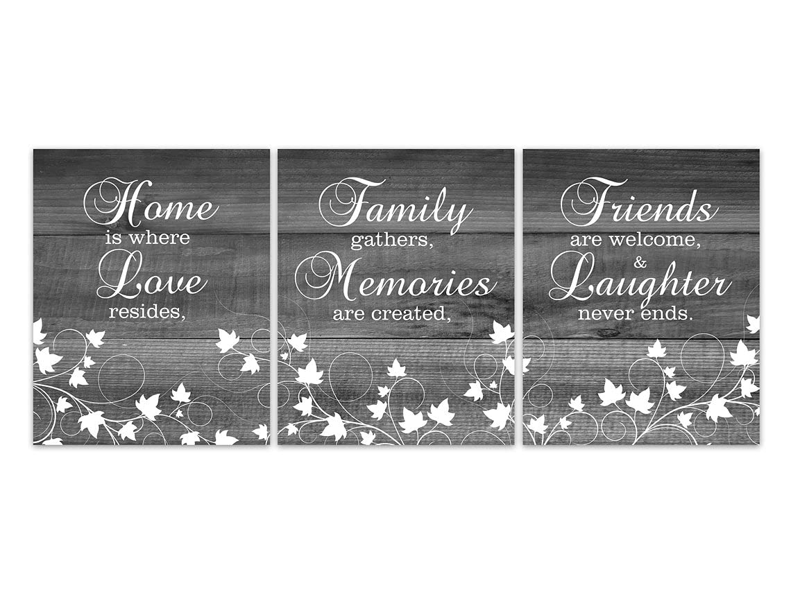 Rustic Gray Ivy Wall Art Print - 11x14 Inches Canvas Home Decor - Perfect for Living Room, Bedroom & Farmhouse Style Interiors