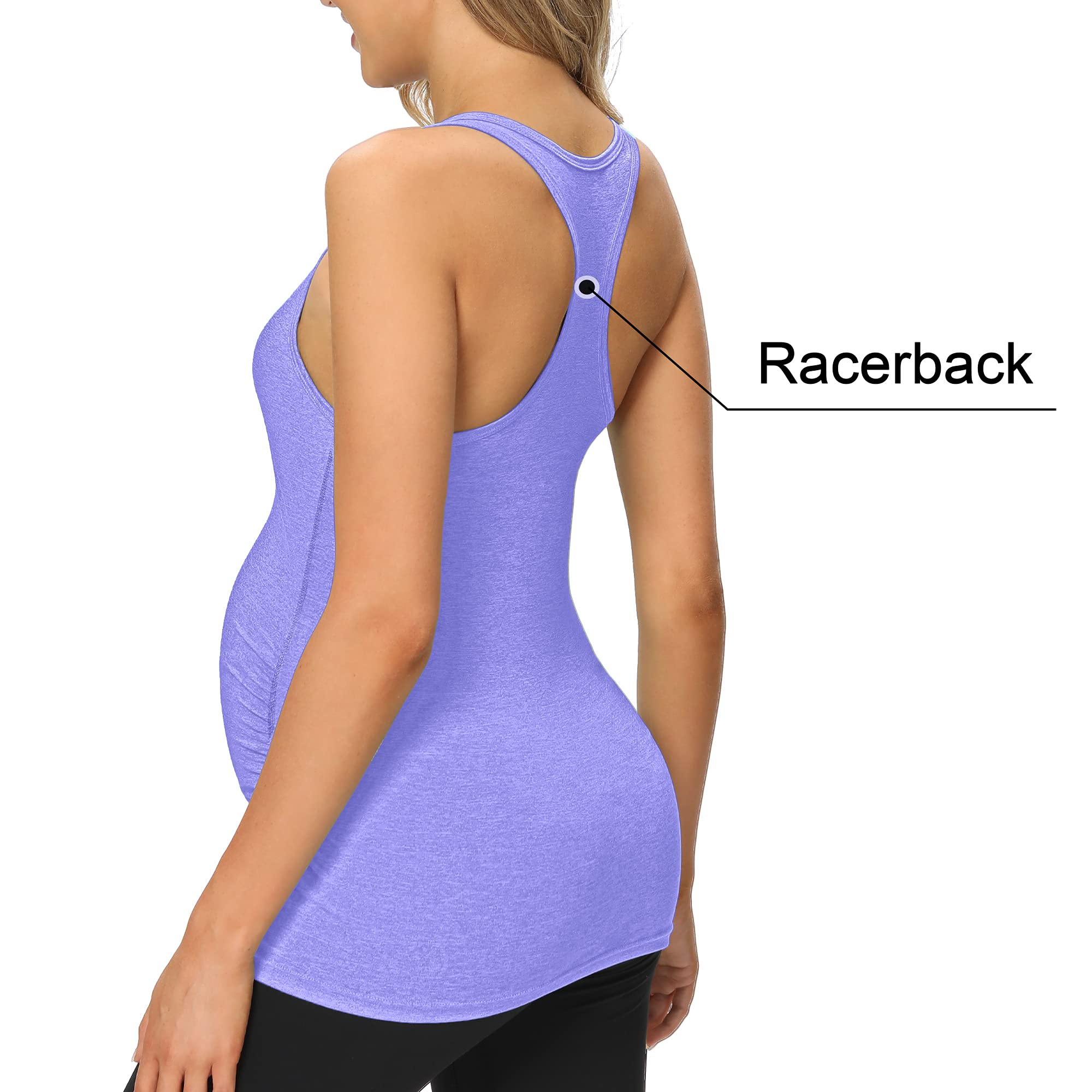 FitGlam Women's Maternity Tank Tops - Breathable Workout & Yoga Shirts for Pregnancy, Racerback Activewear for Gym, Running & Daily Comfort - Perfect for Maternity Exercise & Relaxation