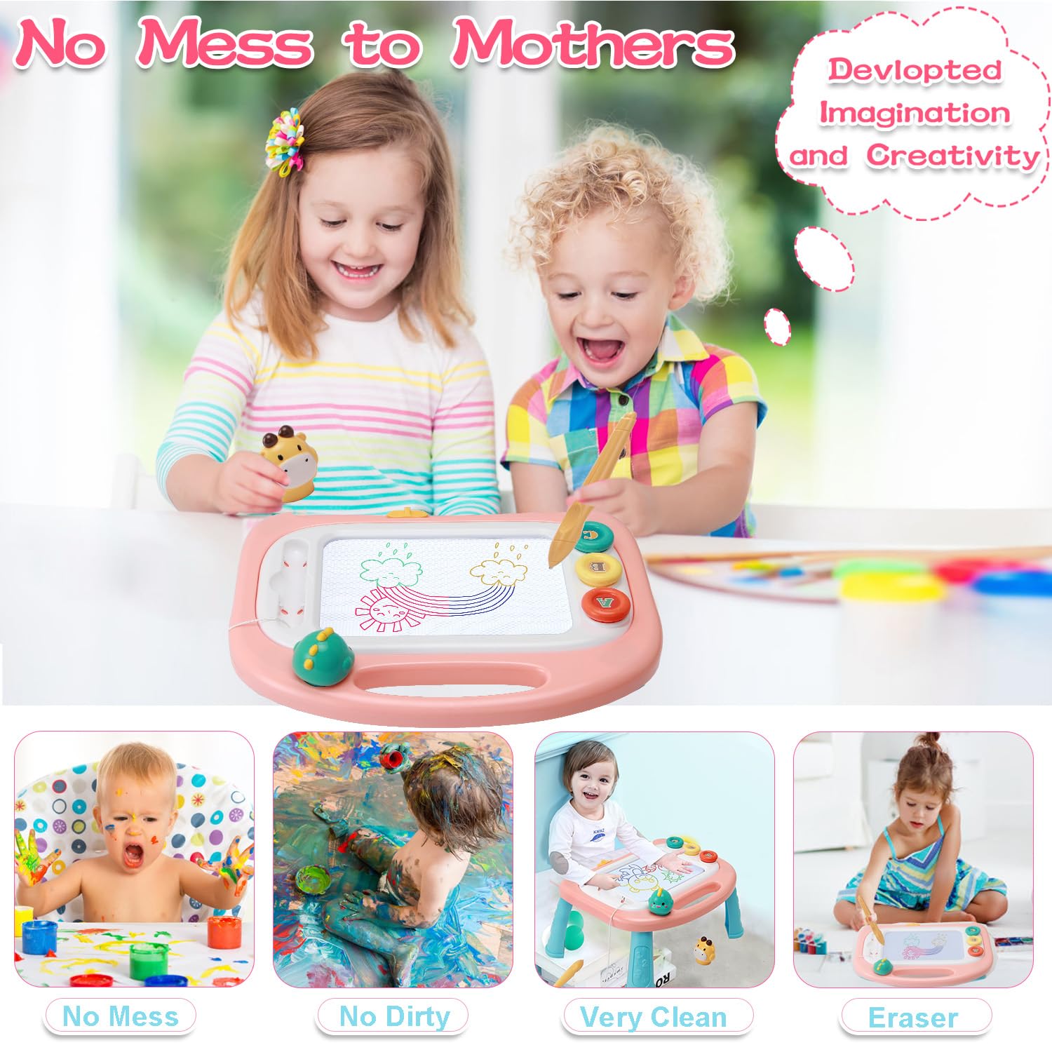 **Magnetic Drawing Doodle Board for Toddlers - Educational Learning Toys for Girls & Boys Ages 1-4 | Colorful Sketch Pad for Kids Birthday Gifts, Travel & Home Play**