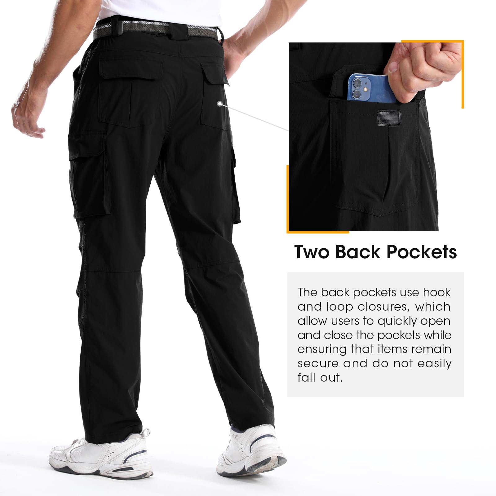 Men's Quick-Dry Cargo Pants - Lightweight Hiking & Travel Pants with Belt Loops & Multiple Pockets - Outdoor, Camping, Work & Everyday Wear - Comfortable & Durable for Active Lifestyles