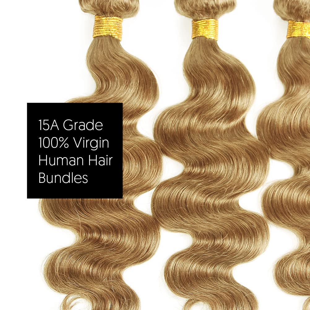 15A Brazilian Bundles Human Hair 100% Unprocessed Virgin Remy Hair Body Wave 3 Bundles (16,18,20,27 Inches) for Natural Look & Styling - Perfect for Weaves, Extensions & Protective Hairstyles