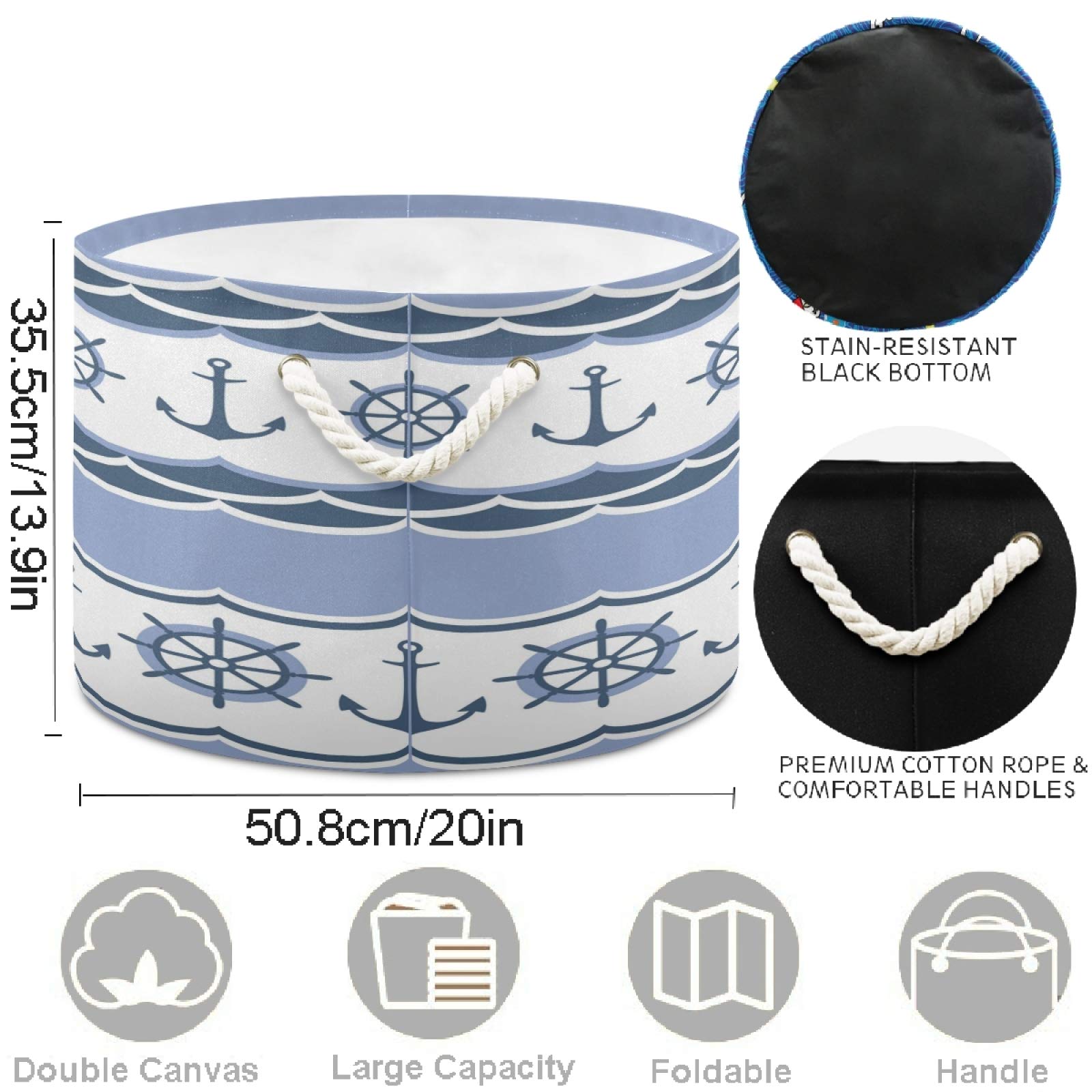 Visesunny Waterproof Canvas Storage Basket - Nursery Hamper, Toy Organizer Bin, Laundry Basket for Kids Room, Playroom & Shelves | Multi-Purpose Storage Solution for Toys, Clothes & Gifts | Perfect for Home Organization & Child-Friendly Spaces