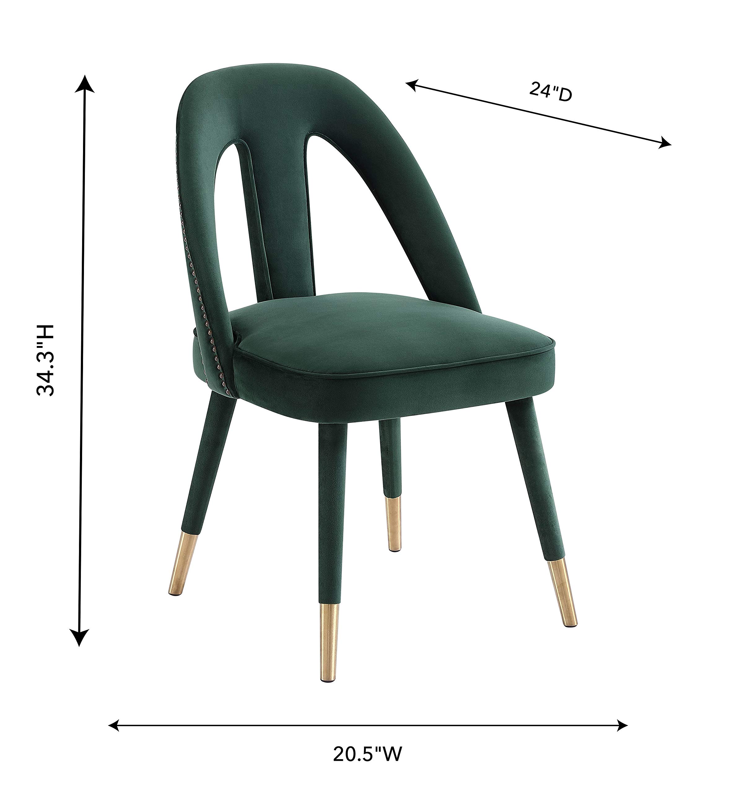 TOV Furniture Petra Contemporary Velvet Upholstered Dining Chair with Nailhead Trim - 20.5 Inch Modern Dining Room Chair in Forest Green - Perfect for Home Dining Sets, Kitchen Tables, and Restaurant Decor