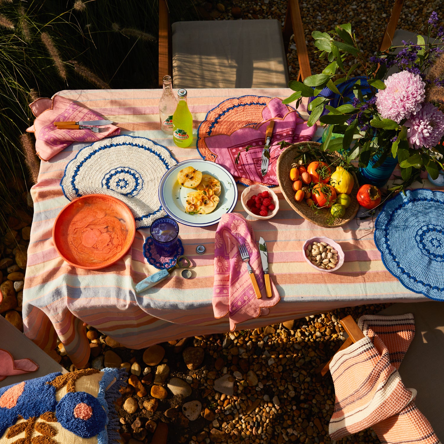Aditi Crochet Placemats Set of 6 - Handmade Cotton Table Mats for Dining Room Decor - Perfect for Farmhouse, Boho, and Rustic Home Decor