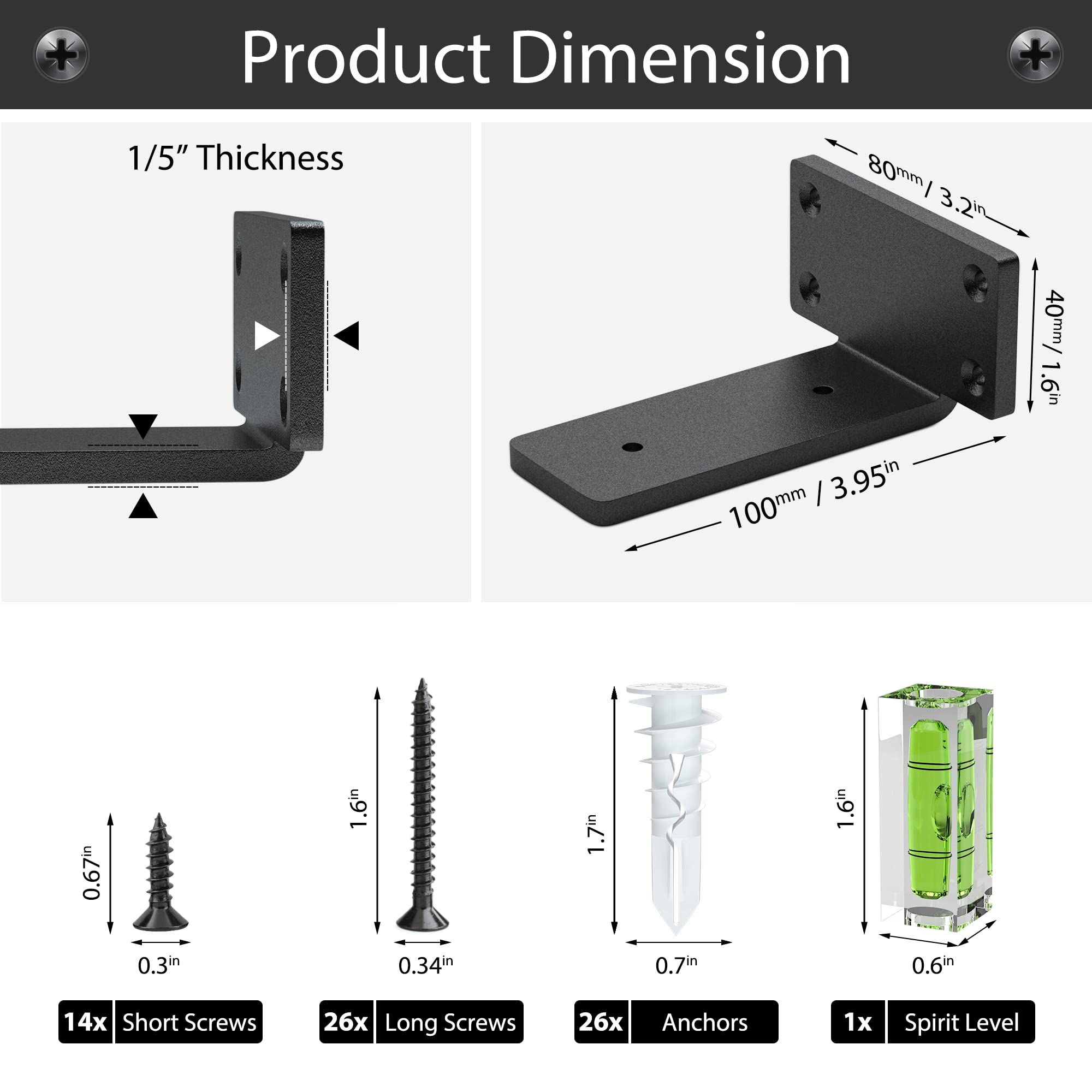 Heavy Duty Shelf Brackets 4 Inch (1/5
