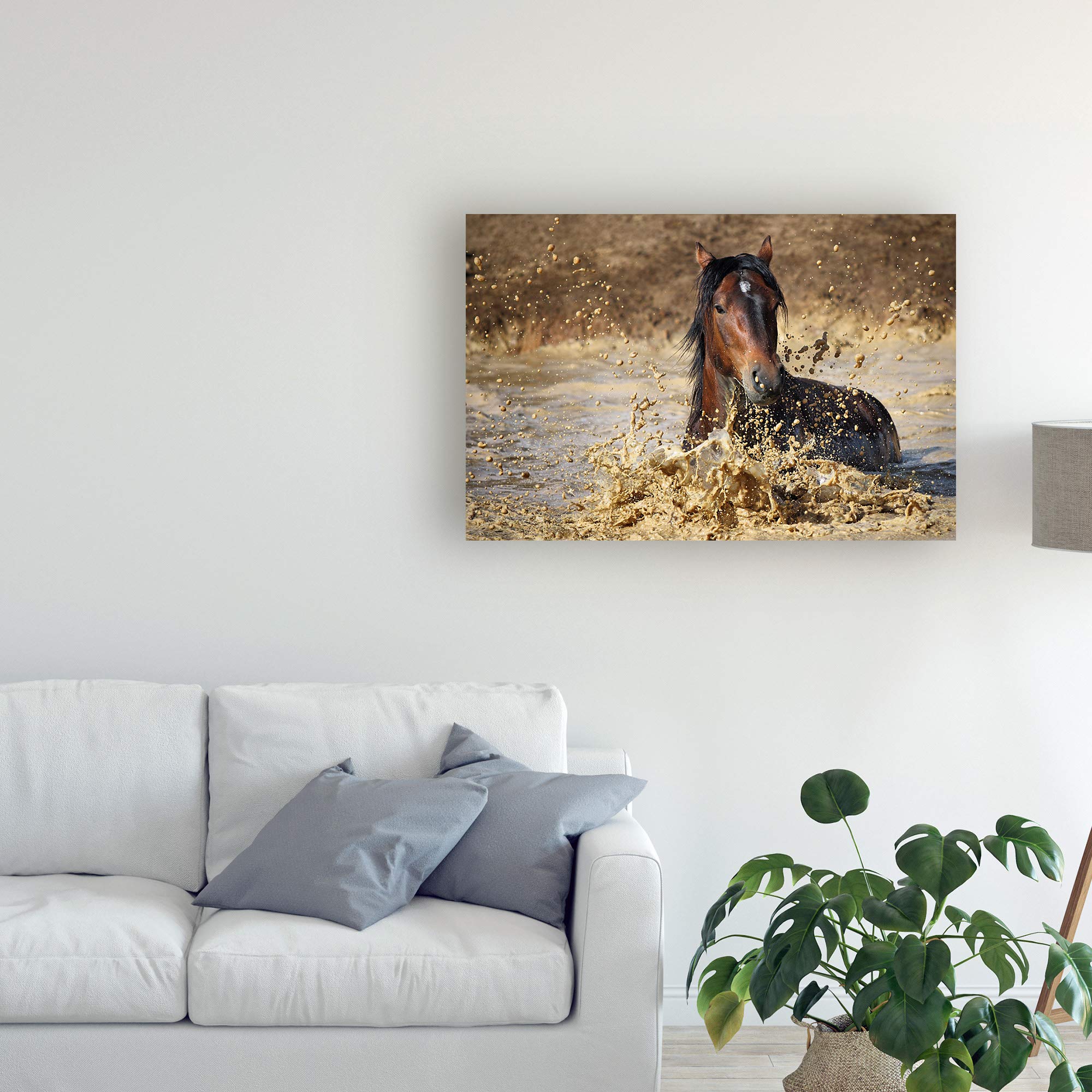 Trademark Fine Art - 30x47 Inch Horse in Water Painting by Vedran Vidak - Elegant Wall Decor for Living Room, Bedroom & Office