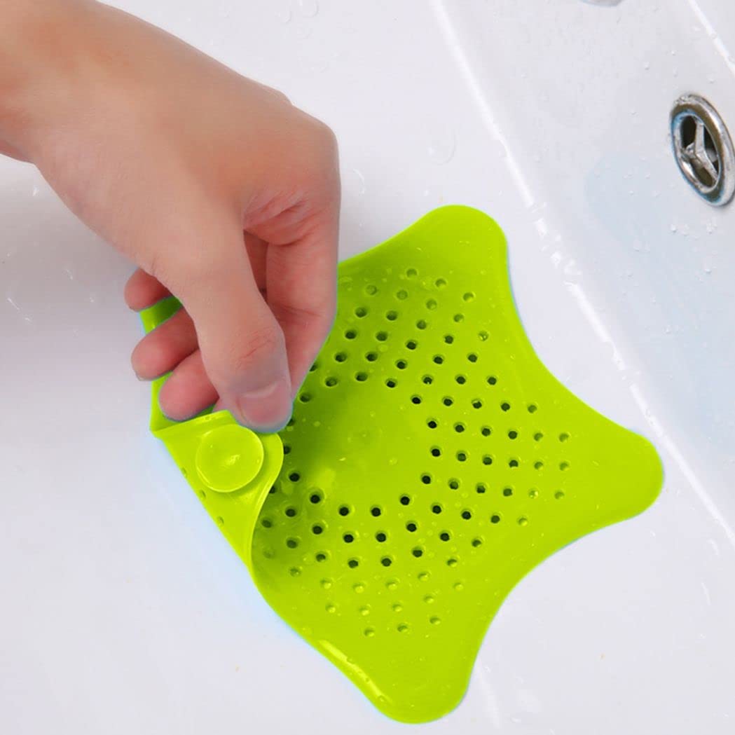 Premium Starfish Kitchen Floor Drain Cover - Durable Silicone Hair Catcher with Strong Suction Cups - Universal Shower Drain Protector for Bathroom, Bathtub & Kitchen Sink - Easy Install & Clean Strainer (Green) - Perfect for Homes, Apartments & RV Bathrooms