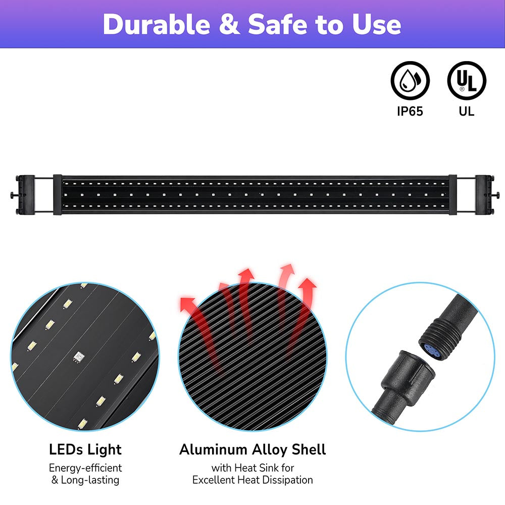 48 Inch Aquarium Light with RGB & APP Control - Full Spectrum LED for Saltwater & Freshwater Tanks - Perfect for Coral Growth & Planted Aquariums