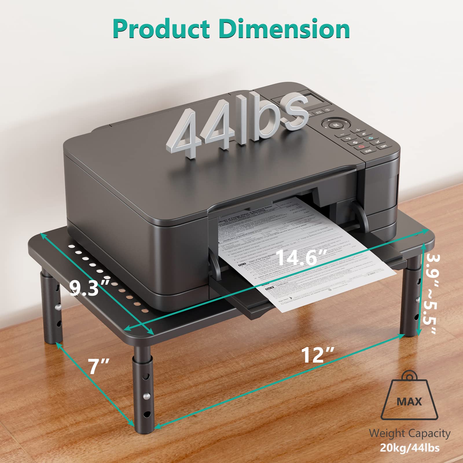 WALI Adjustable Dual Monitor Stand - 2 Pack Black for Office & Gaming Setup