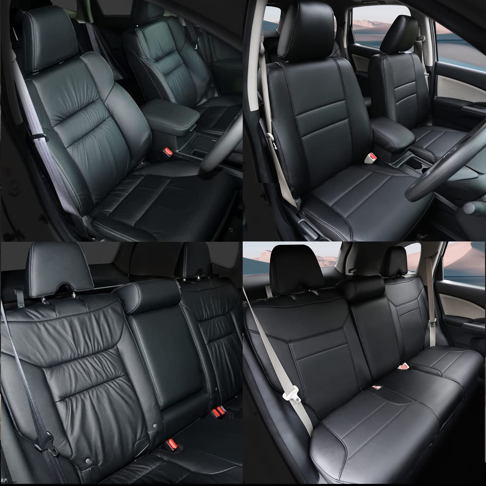 Premium Black Car Seat Covers Full Set for Honda CRV 2015-2016 Models | Waterproof & Durable CR-V Seat Protectors | Perfect for Daily Commute, Road Trips & Pet Protection