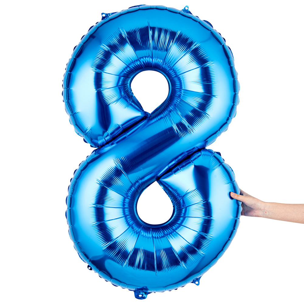 Balloonify Blue Mylar Number 8 Balloon - 40 Inch Large Foil Balloon for Birthday Party Decorations, Baby Showers & Anniversary Celebrations (1 Count Box)