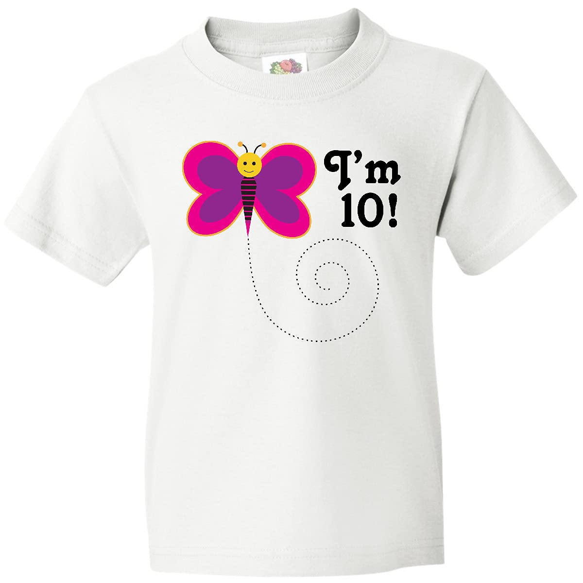 Inktastic 10th Birthday Butterfly Youth T-Shirt for Girls - Cute 10 Year Old Birthday Outfit - Perfect for Birthday Parties, School Events & Casual Wear