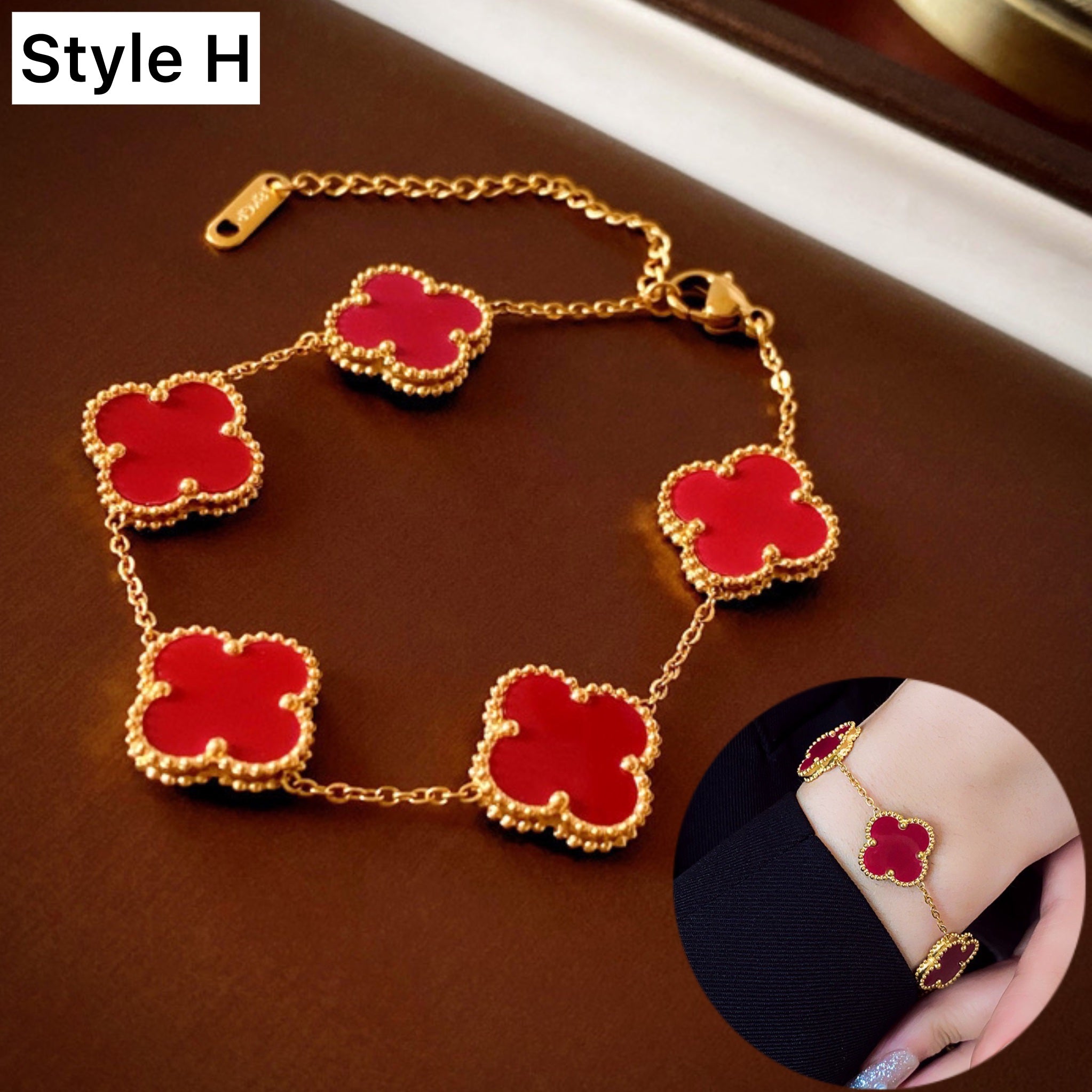 14K Gold Lucky Pink Clover Charm Bracelet for Women - Elegant Four Leaf Clover Jewelry Gift for Birthday, Anniversary & Good Luck | Perfect for St. Patrick's Day, Everyday Wear & Special Occasions