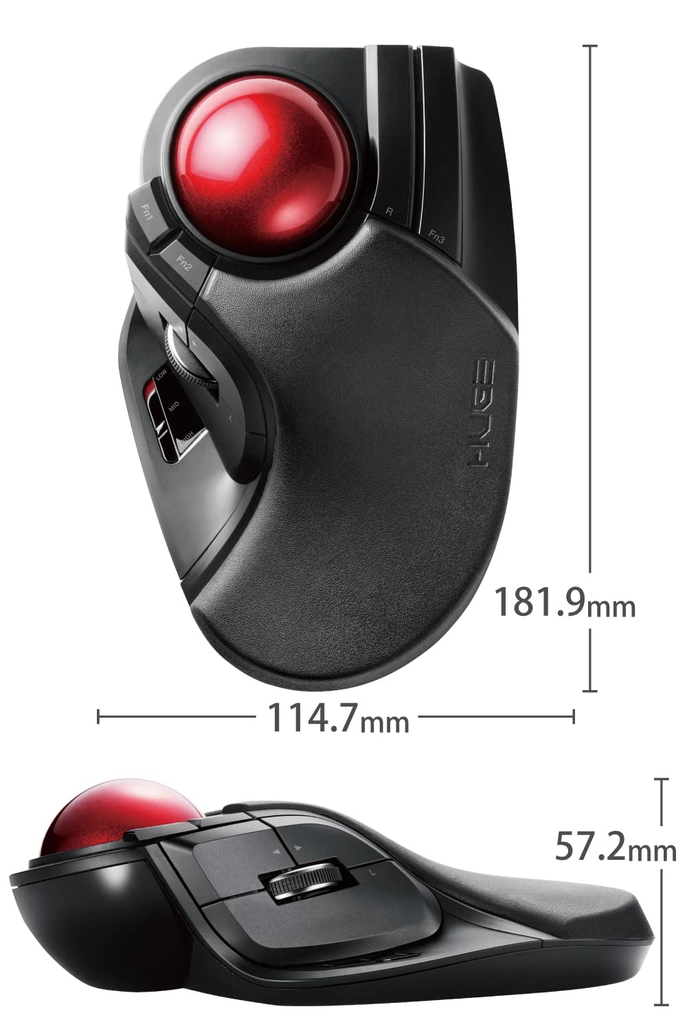 Elecom Wireless Trackball Mouse with 8 Programmable Buttons & Tilt Function - Ergonomic M-HT1DRXBK Black for CAD Design, Graphic Editing & Office Work