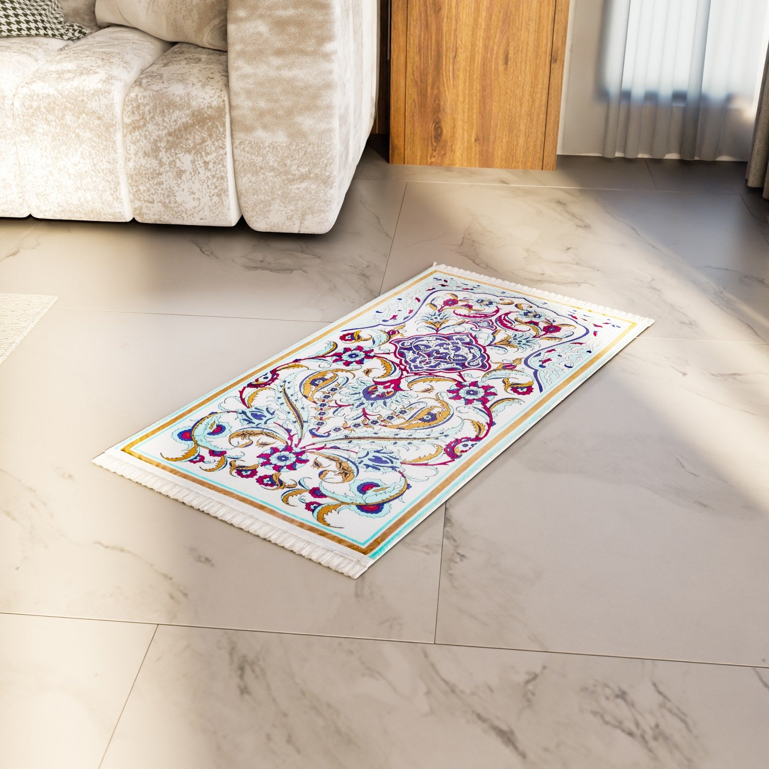 Premium Pastel Floral & Aqua Islamic Prayer Rug - Soft Non-Slip Muslim Prayer Mat for Home, Mosque & Travel - Perfect for Daily Salah & Ramadan Worship