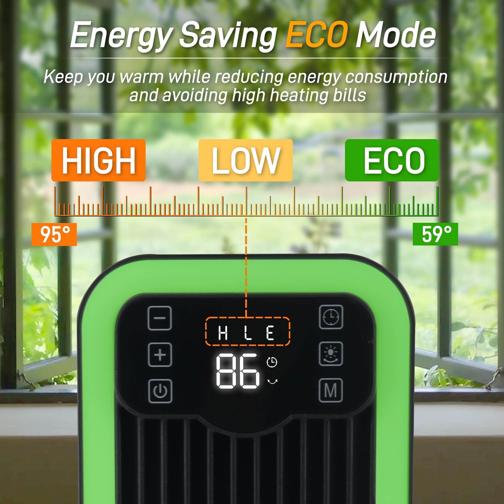 Portable Space Heater with Thermostat & Remote - 1500W Ceramic Electric Heater, 60° Oscillation, ECO Mode, 12H Timer - Quiet Indoor Heater for Bedroom, Office & Under Desk Use - Perfect for Winter Home & Workspace Heating (Black)