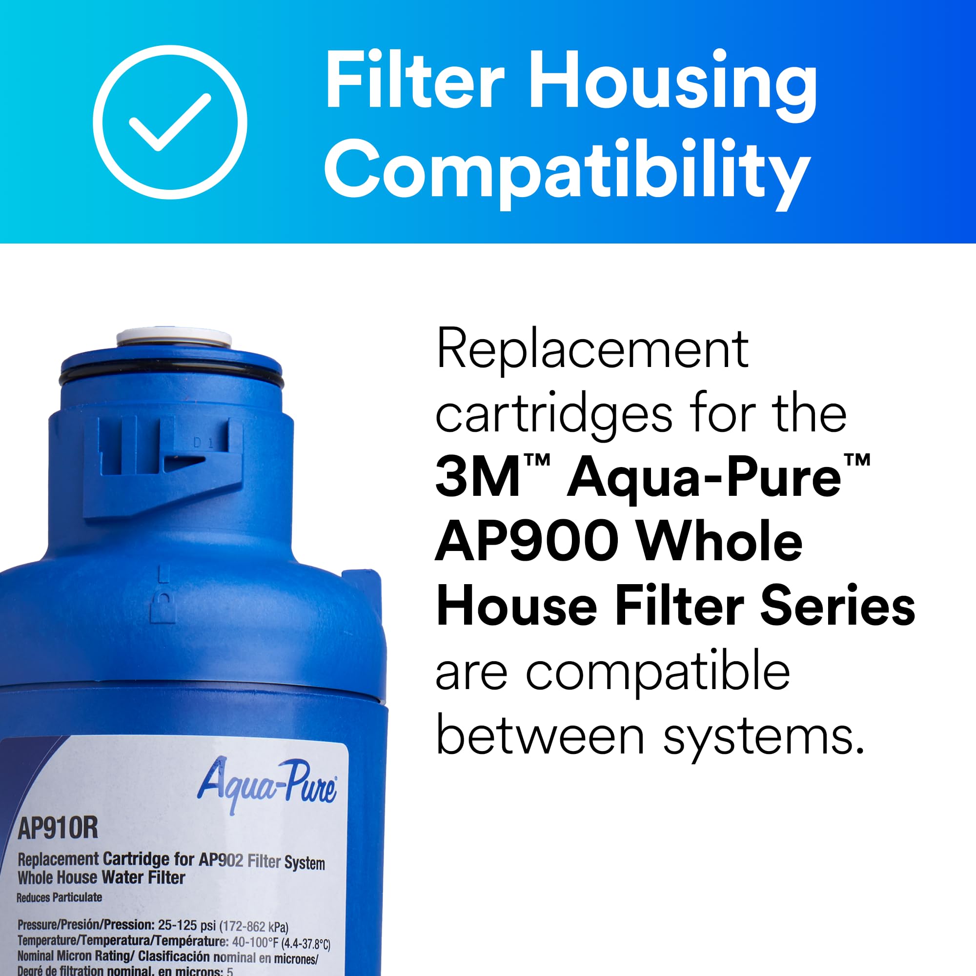 3M Aqua-Pure AP910R Whole House Water Filter Cartridge Replacement for AP902 System | Sanitary Quick Change Design | Clean Water for Drinking, Showering & Appliances