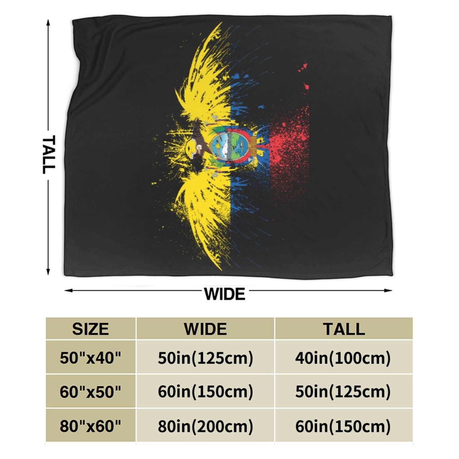 Premium HUFURI Eagle Ecuador Flag Flannel Fleece Throw Blanket - Ultra Soft & Cozy 50