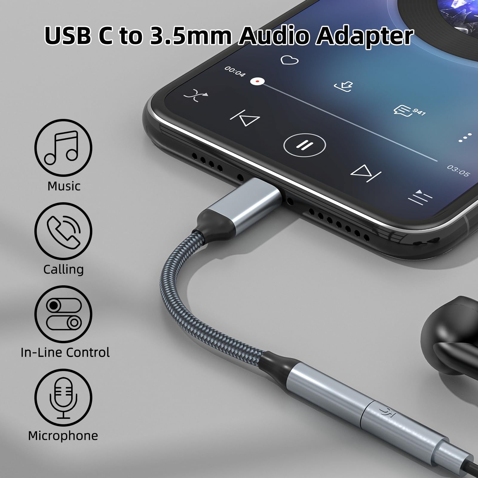 USB C to 3.5mm Headphone Jack Adapter (2 Pack) - Compatible with iPhone 16 Pro Max/16 Pro/15 Pro Max/15 Pro/15 Plus, Samsung Galaxy S23/S22/S21 Ultra, Google Pixel, iPad Pro & MacBook - High Quality Audio Dongle Cable for Music, Gaming & Calls (Black)