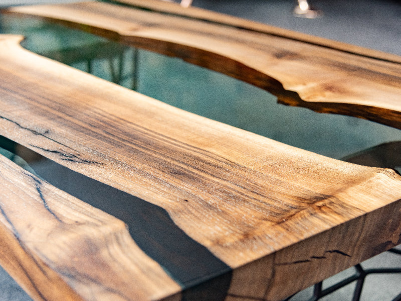 Handmade Custom Resin River Walnut Coffee Table - Modern Voronoi Design Collection for Living Room & Office Decor