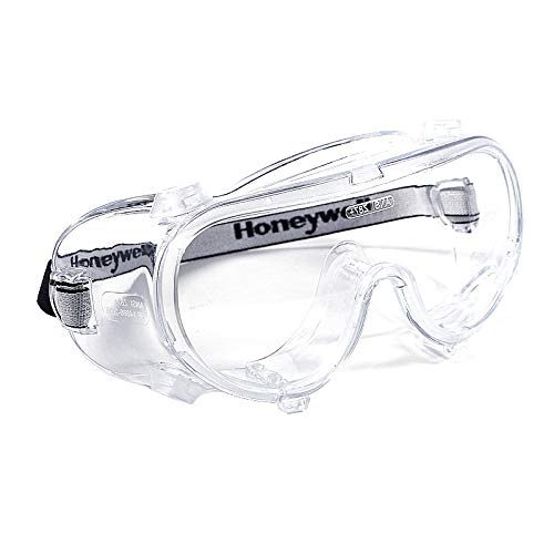 Honeywell LG99100E Clear Polycarbonate Anti-Fog Safety Goggles with Adjustable Elastic Headband - Perfect for Lab Work, Construction, and DIY Projects