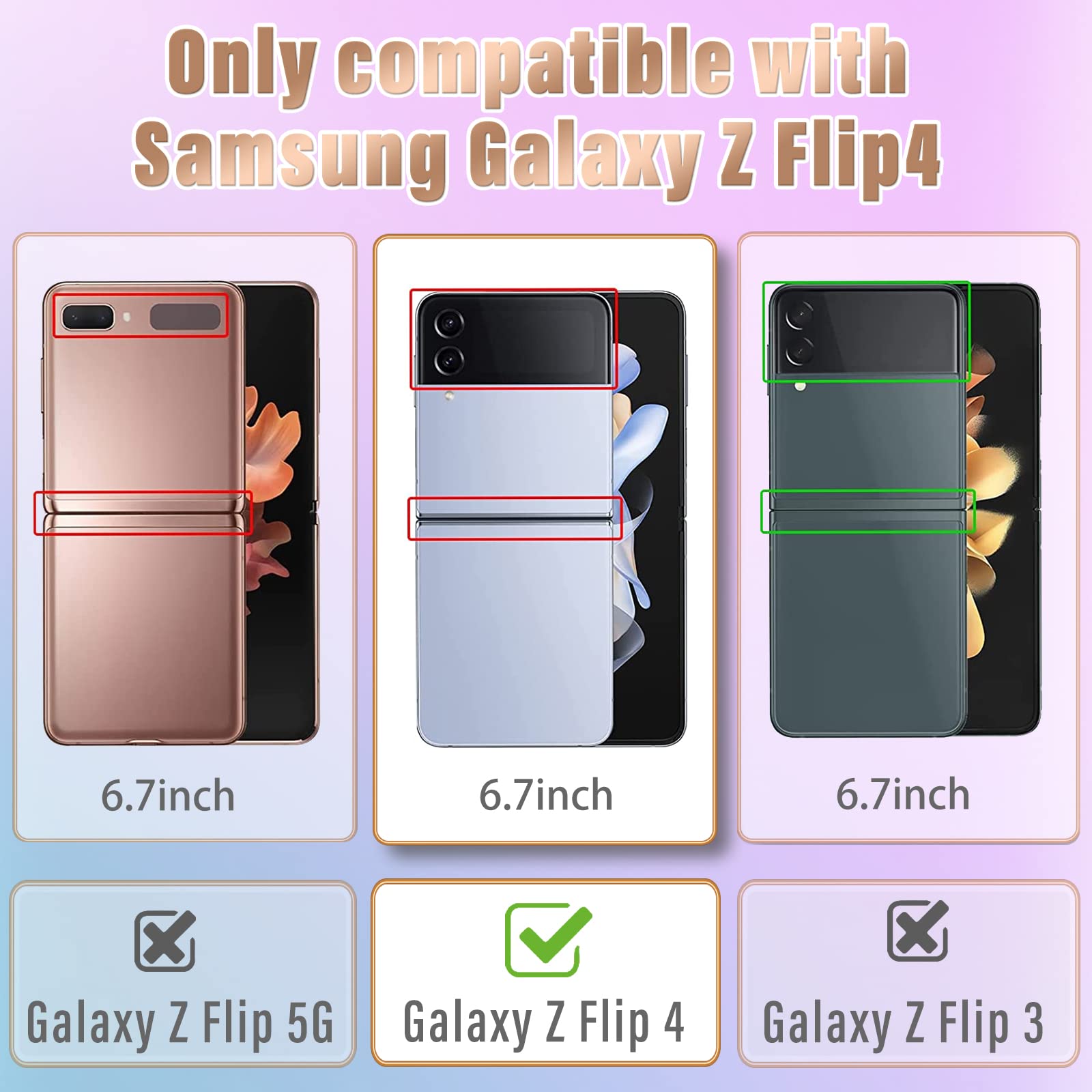 Luxury Black and Gold Plated Heart Design Phone Case for Samsung Galaxy Z Flip 4/5G 6.7