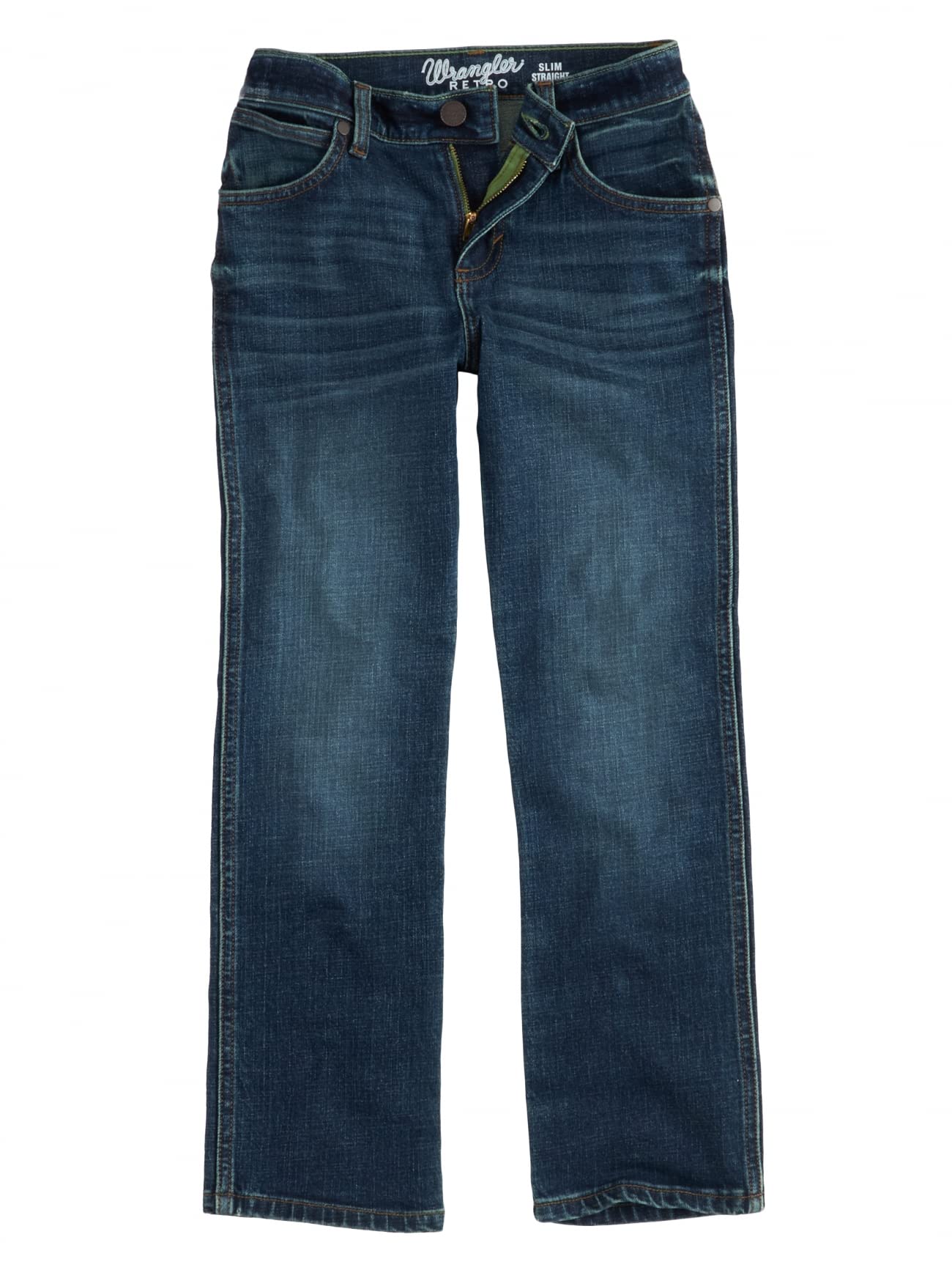 Wrangler Boys' Retro Slim Fit Straight Leg Jeans - Classic Denim Pants for School, Play & Everyday Wear