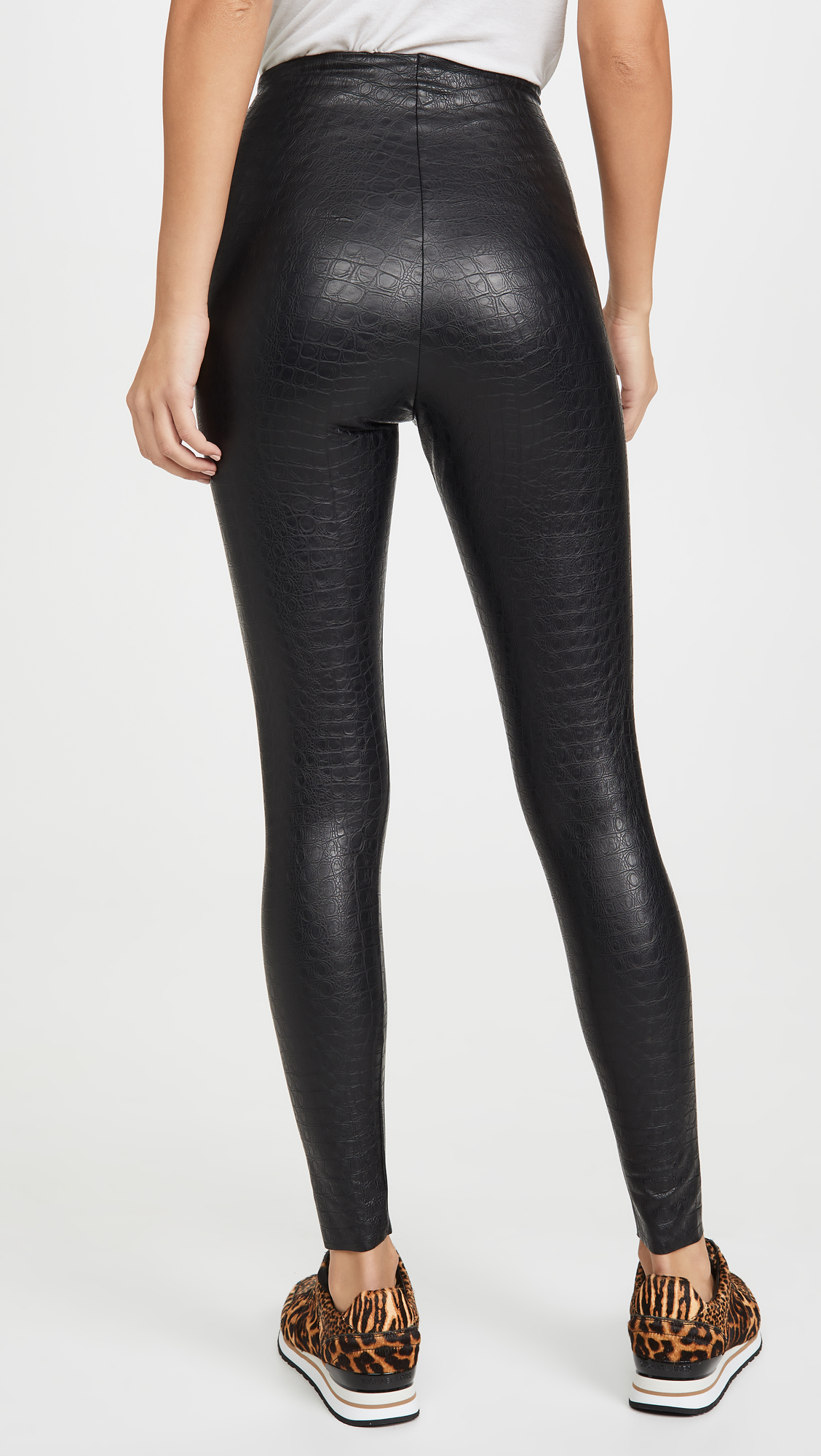 Commando Women's Faux Leather Animal Print Leggings - Sexy High Waisted Yoga Pants for Workout, Dance & Night Out