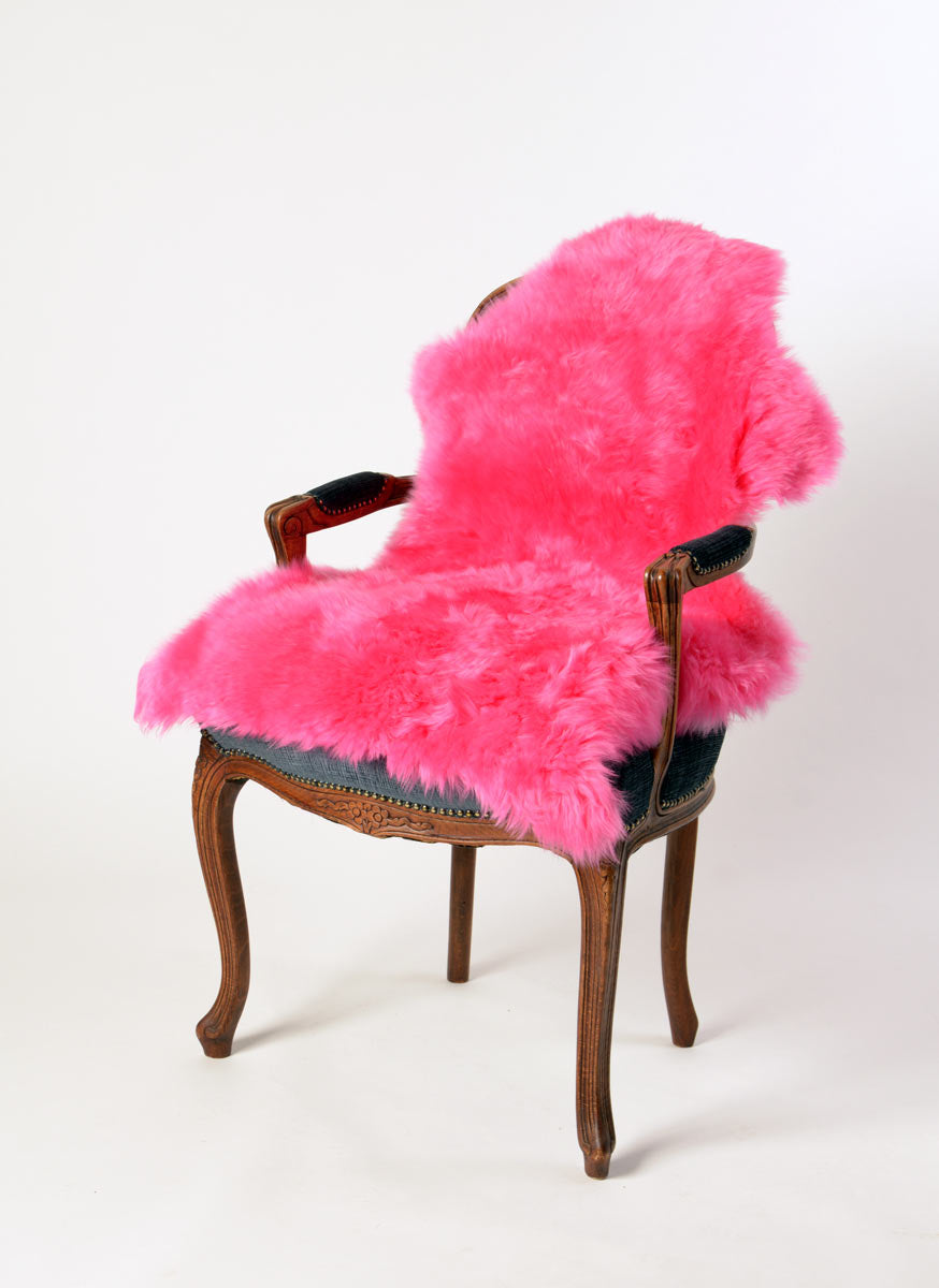 Soft Bright Pink Dyed Sheepskin Rug - Luxurious Fluffy Single Hide for Bedroom, Nursery, or Living Room Decor - Cozy & Stylish Home Accent
