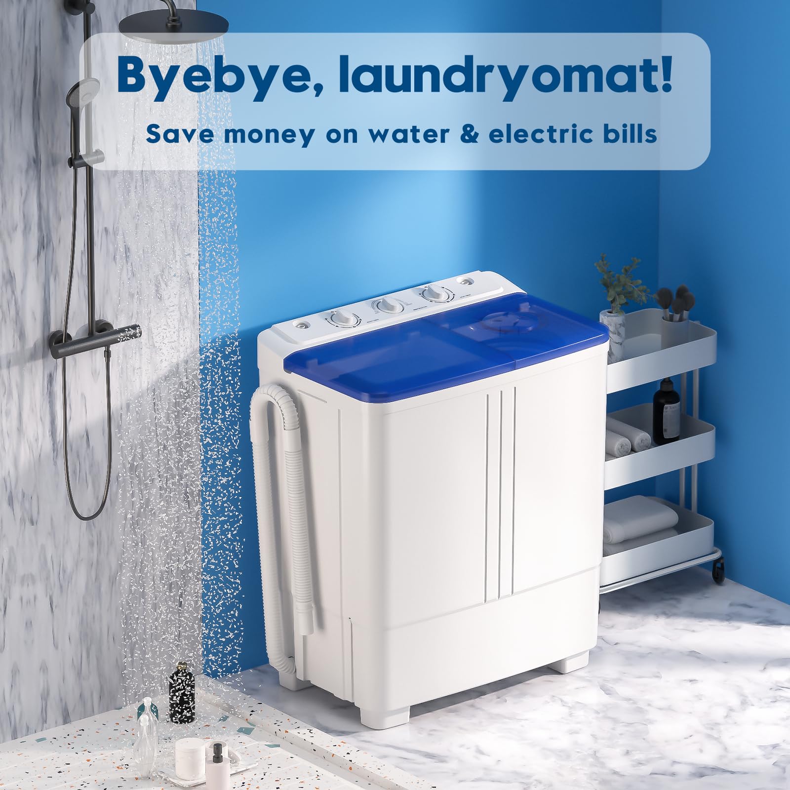 Portable Twin Tub Washing Machine - 20lbs Capacity Compact Laundry Washer with Drain Pump, Semi-Automatic 12lbs Washer & 8lbs Spinner Combo for Small Spaces - Perfect for Dorms, Apartments, RVs, Camping & Off-Grid Living